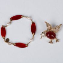 2pc Gold Tone Brooch and Bracelet