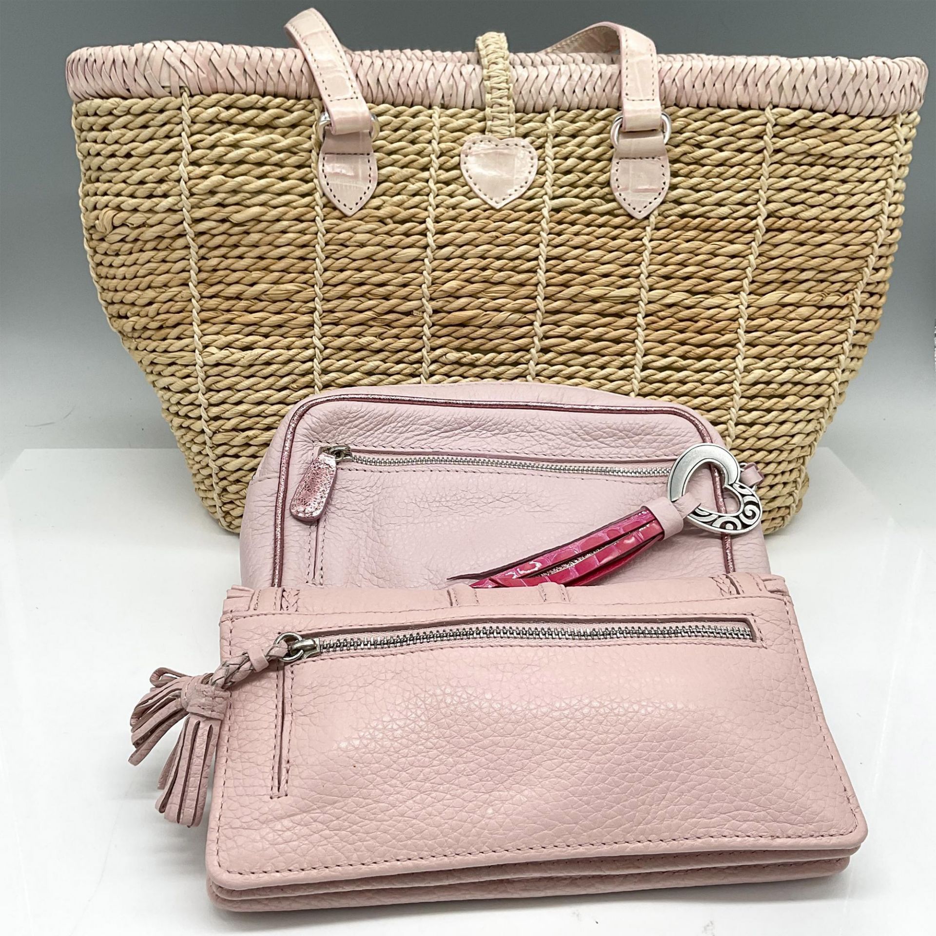 3pc Brighton Straw Handbag + Wallet + Cosmetic Case - Image 2 of 4