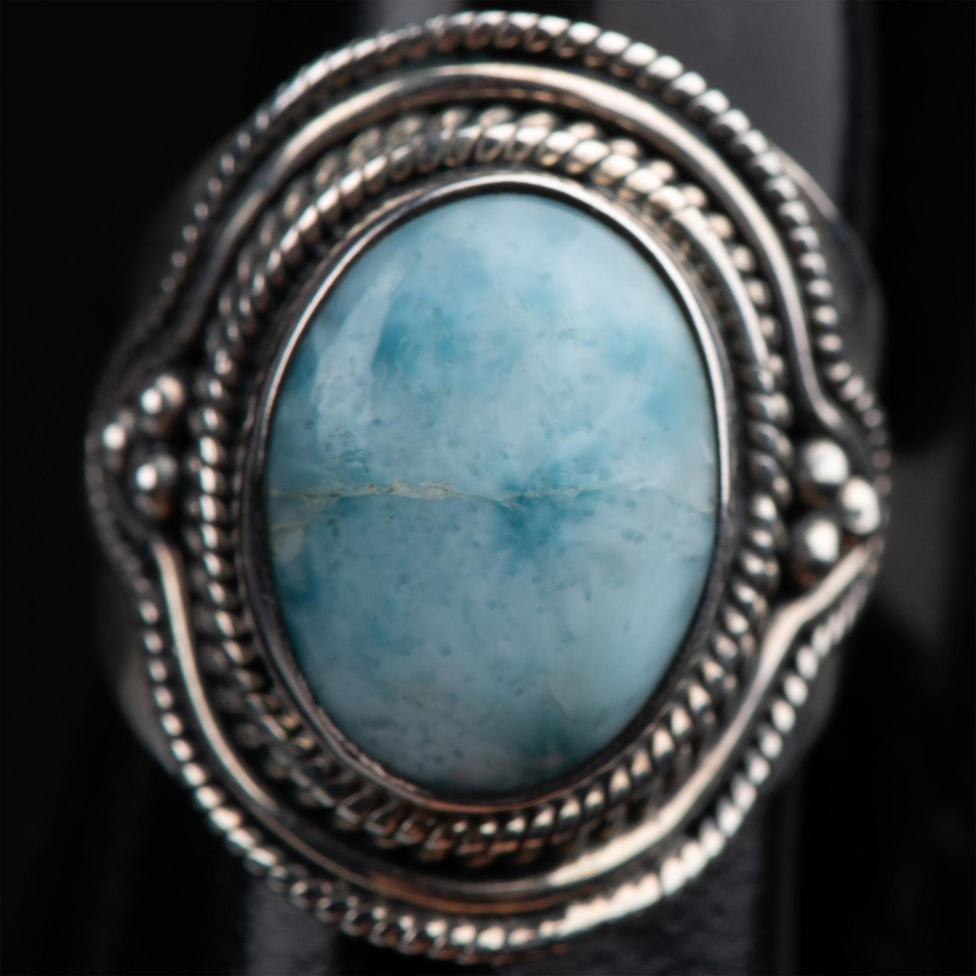 2pc Gorgeous Sterling Silver & Larimar Necklace and Ring - Image 3 of 6