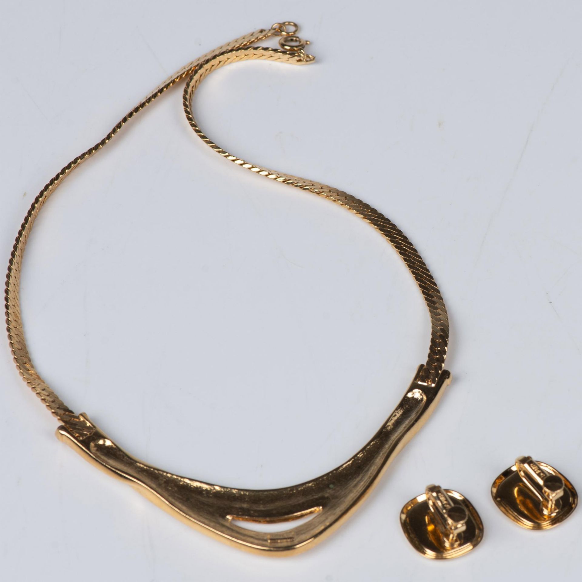 3pc Enamel & Gold Tone Necklace and Earrings - Image 6 of 6