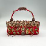 Mary Frances Silk Beaded Handbag, Red
