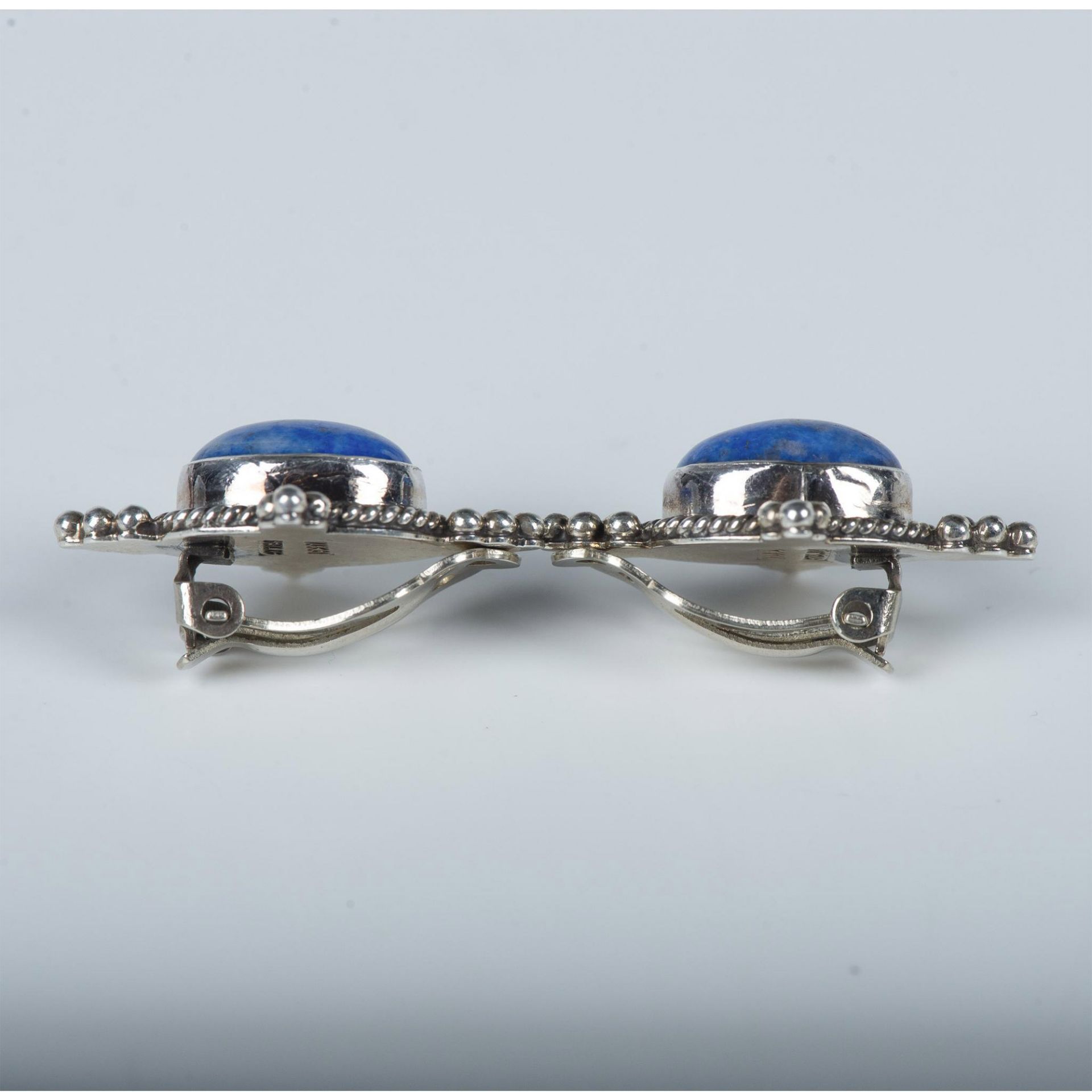 Nakai Navajo Sterling Silver & Lapis Lazuli Clip-On Earrings - Image 3 of 5