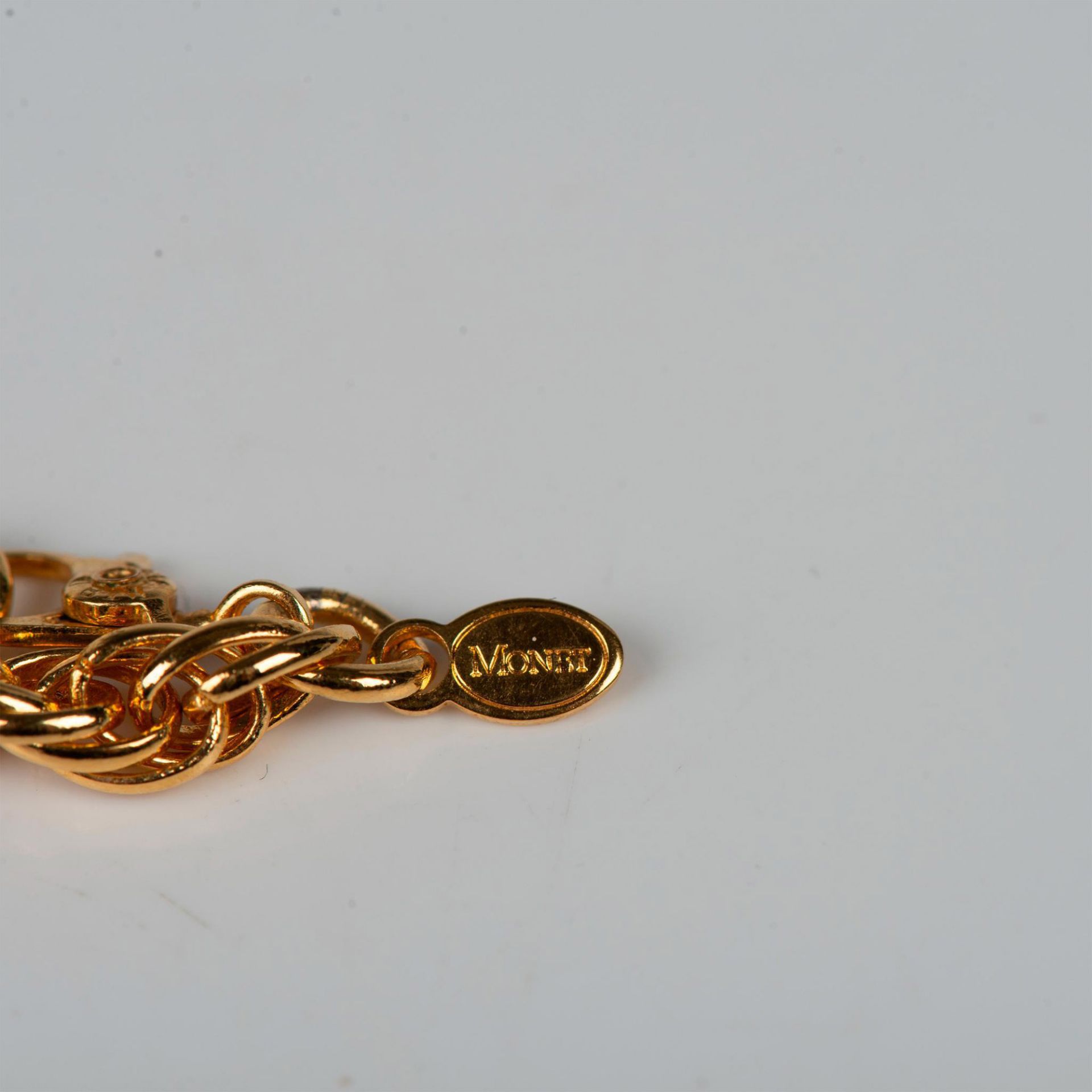 Vintage Monet Long Gold Metal and Faux Pearl Necklace - Bild 4 aus 6