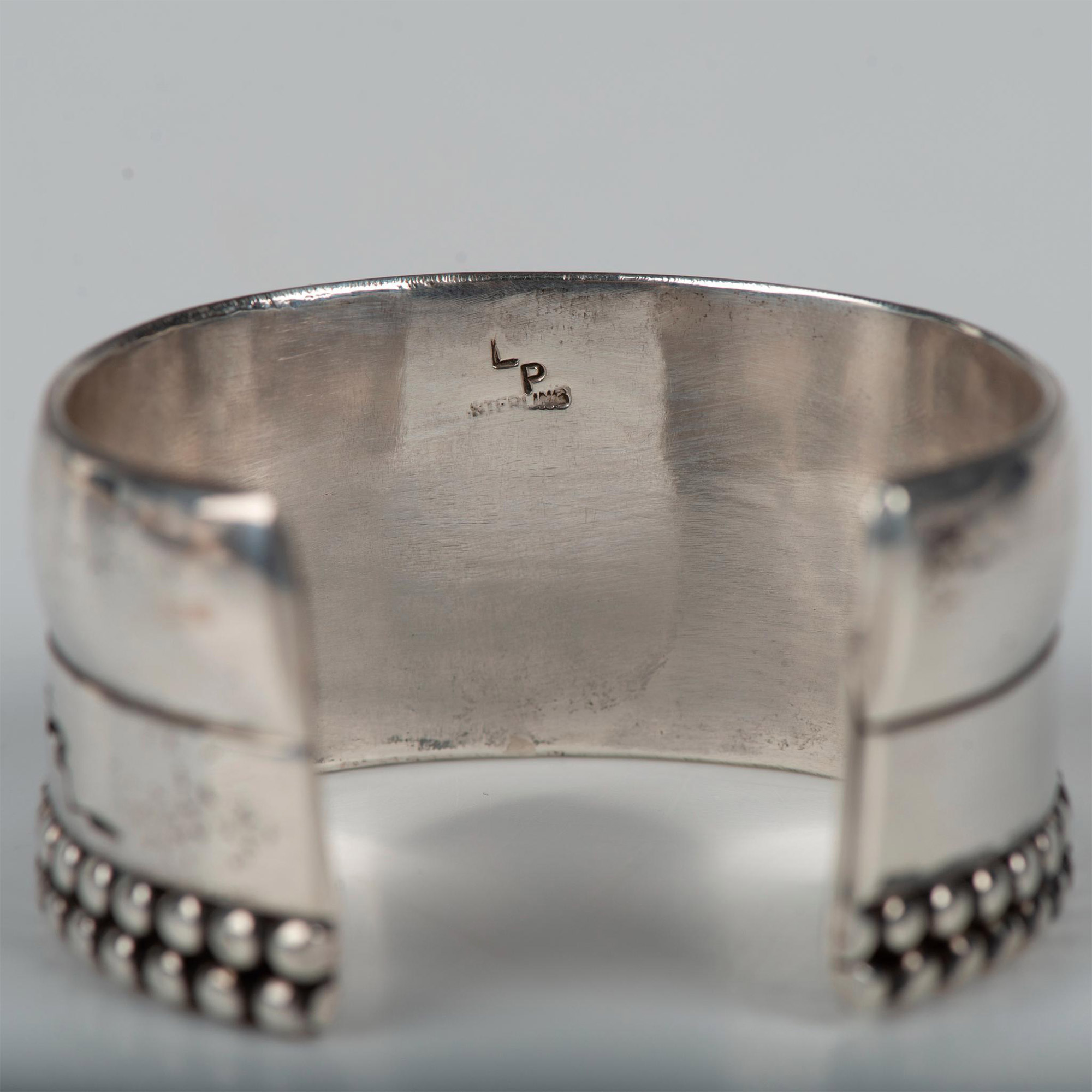 Larry PachecoKewa Heavy Southwestern Etched Sterling Silver Cuff Bracelet - Image 6 of 7