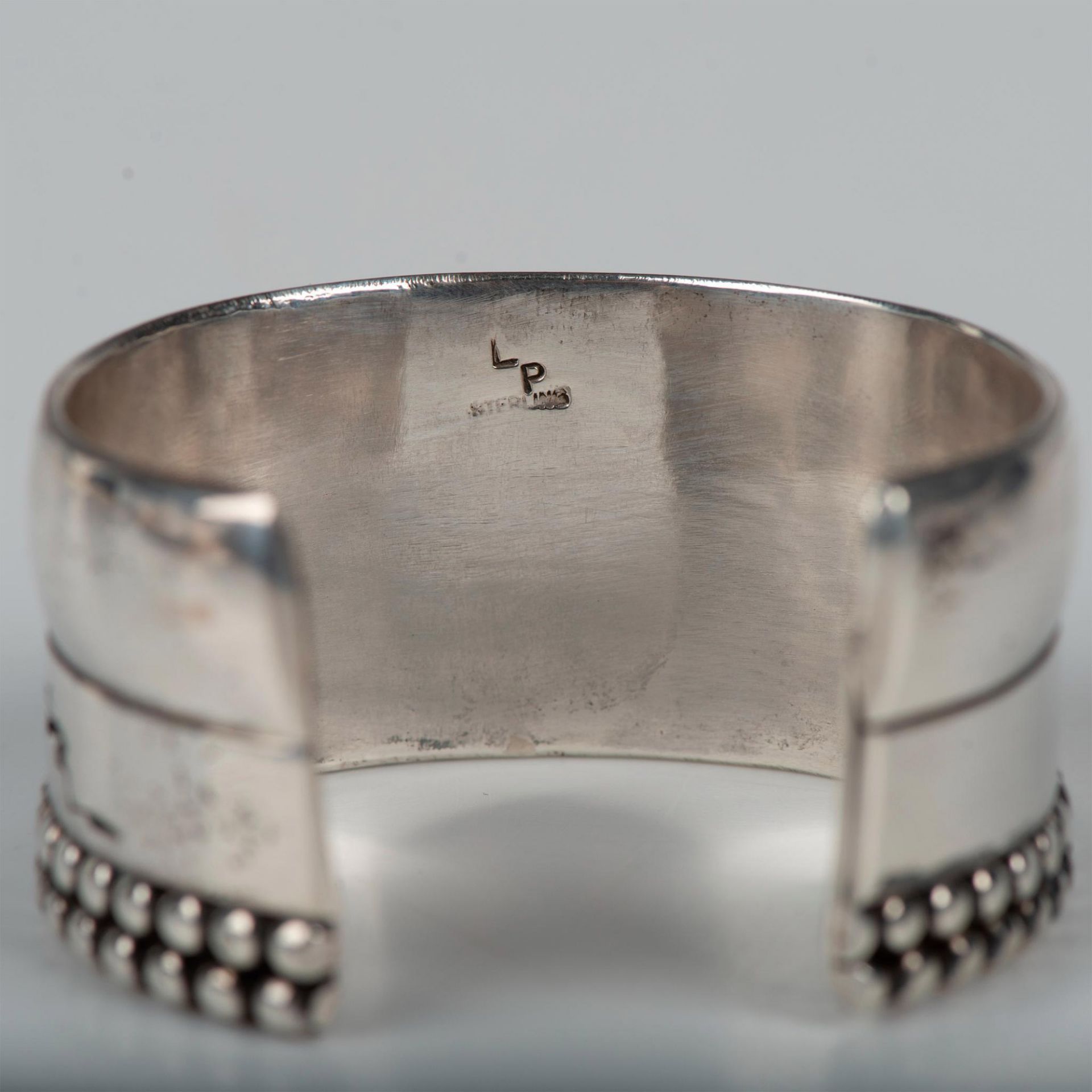 Larry PachecoKewa Heavy Southwestern Etched Sterling Silver Cuff Bracelet - Image 6 of 7