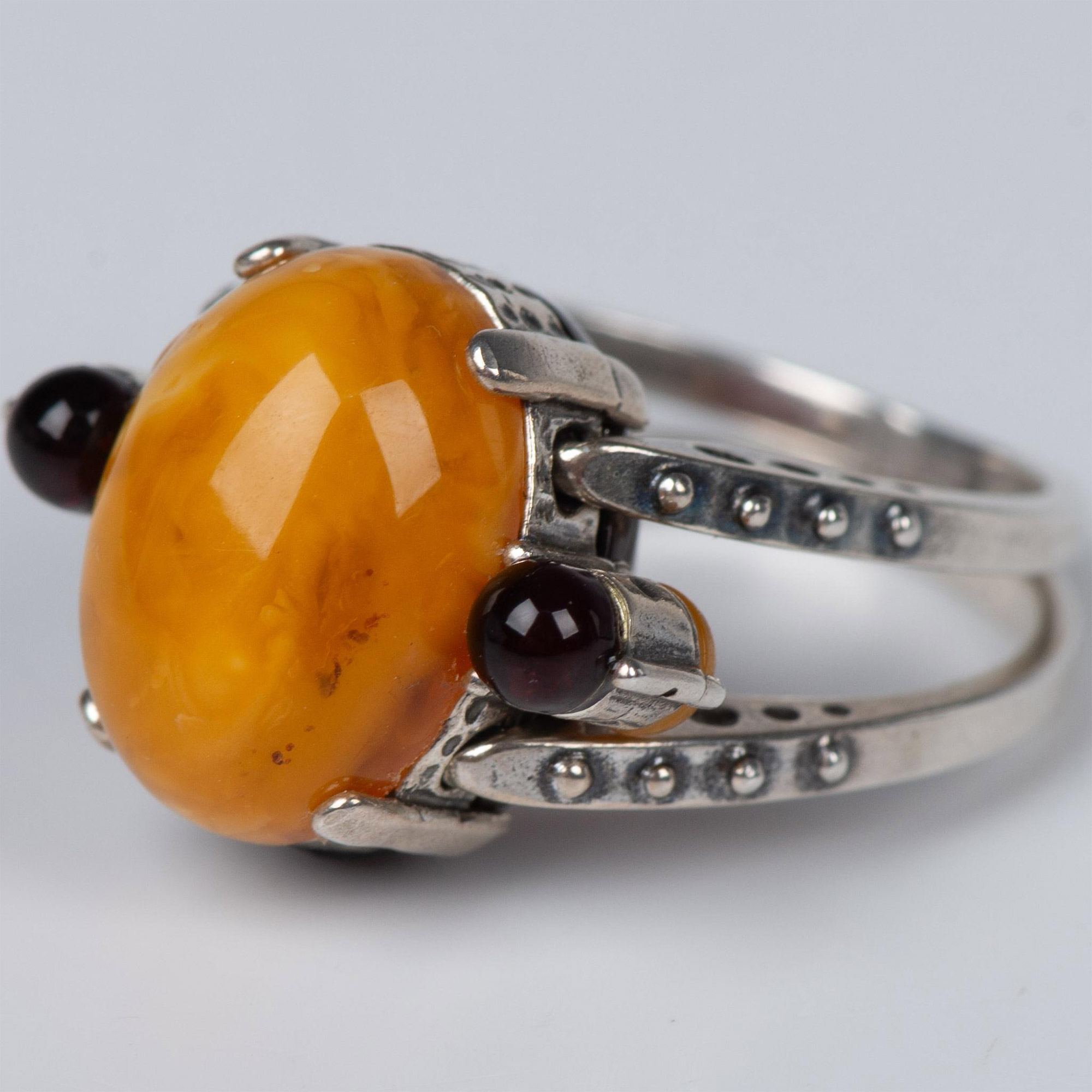 Reversible Sterling Silver and Amber Ring - Image 4 of 7