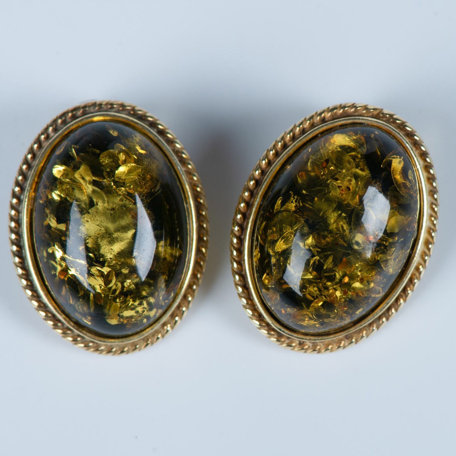 Classy Amber and Yellow Sterling Silver Clip-On Earrings - Image 4 of 4