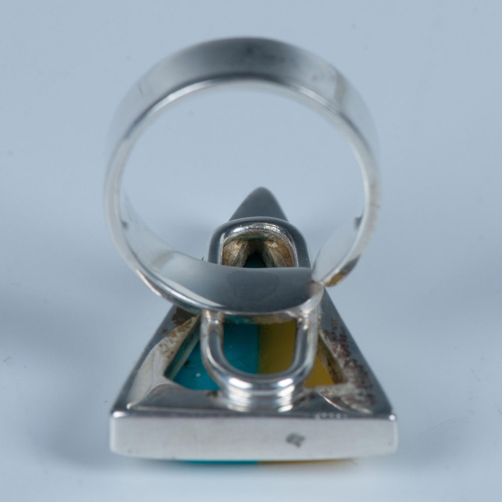 Contemporary Sterling Silver, Baltic Amber & Turquoise Ring - Image 6 of 6