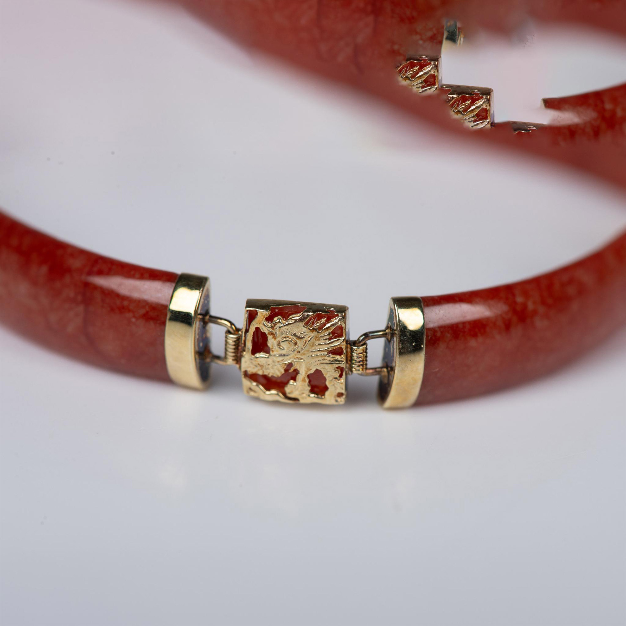 14K Gold and Red Jade Good Fortune Bracelet - Image 3 of 3