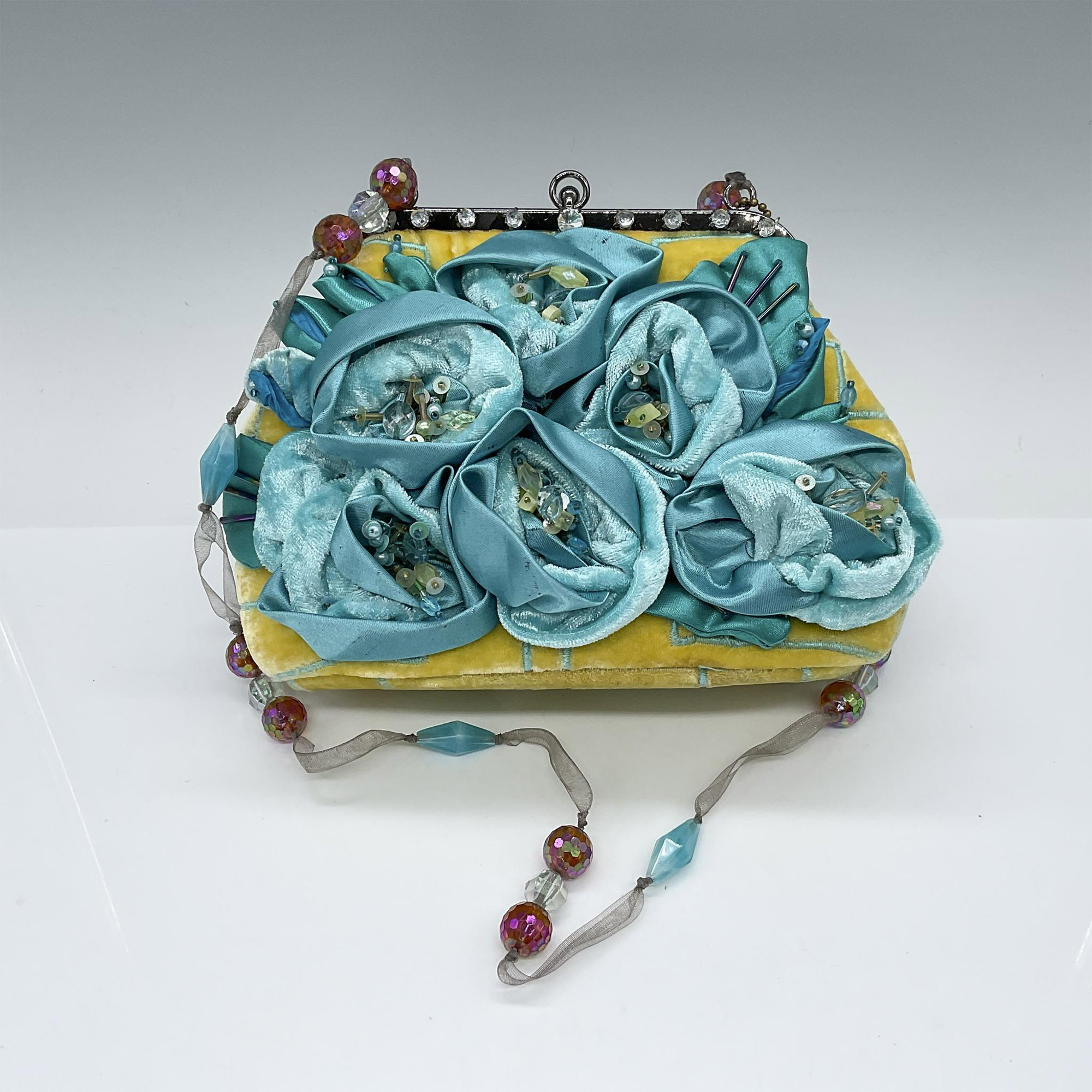 Mary Frances Handbag, Yellow and Teal