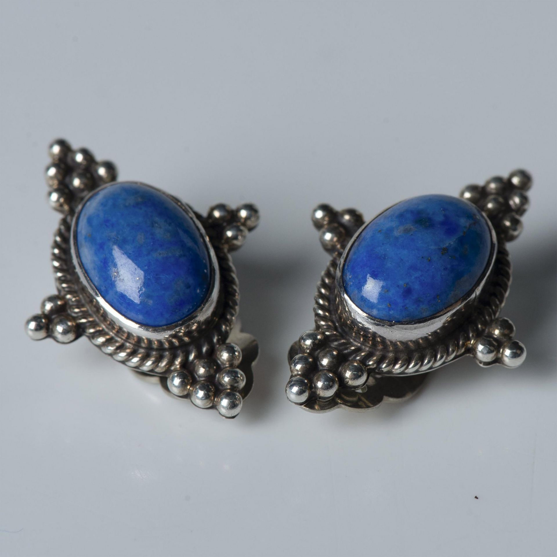 Nakai Navajo Sterling Silver & Lapis Lazuli Clip-On Earrings - Image 2 of 5