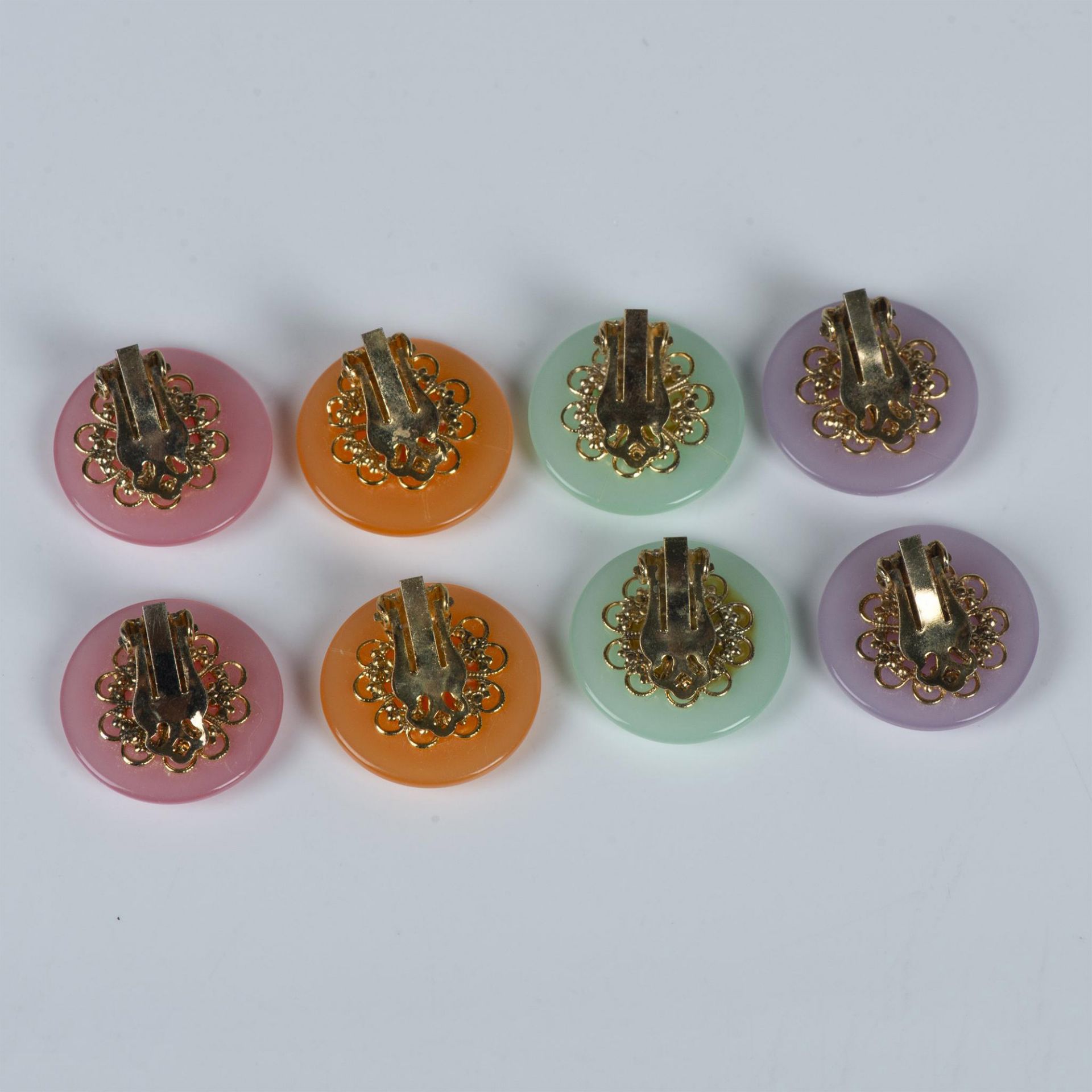 4 Pairs of Pretty Pastel Round Clip-On Earrings - Image 3 of 8
