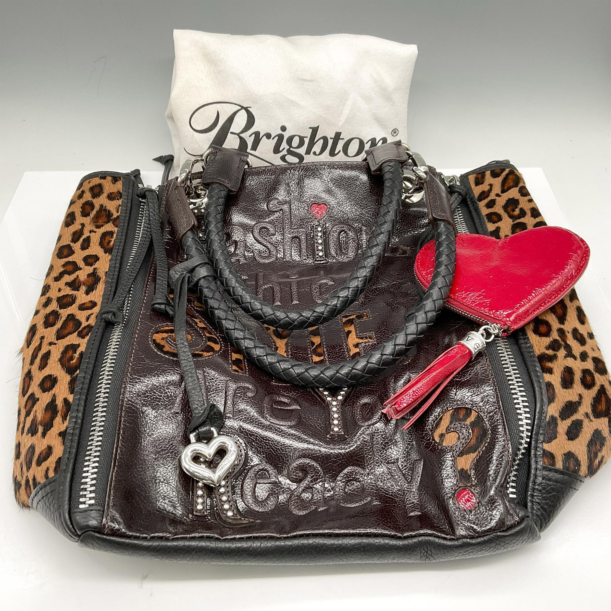 2pc Brighton Fashion Chic Leopard Tote + Heart Coin Purse - Image 4 of 4