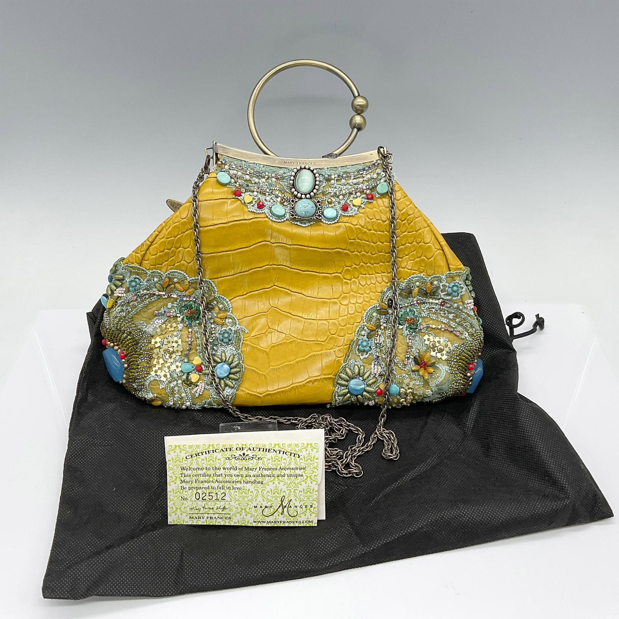 Mary Frances Purse, Mustard Colored Wristlet/Shoulder - Image 3 of 3