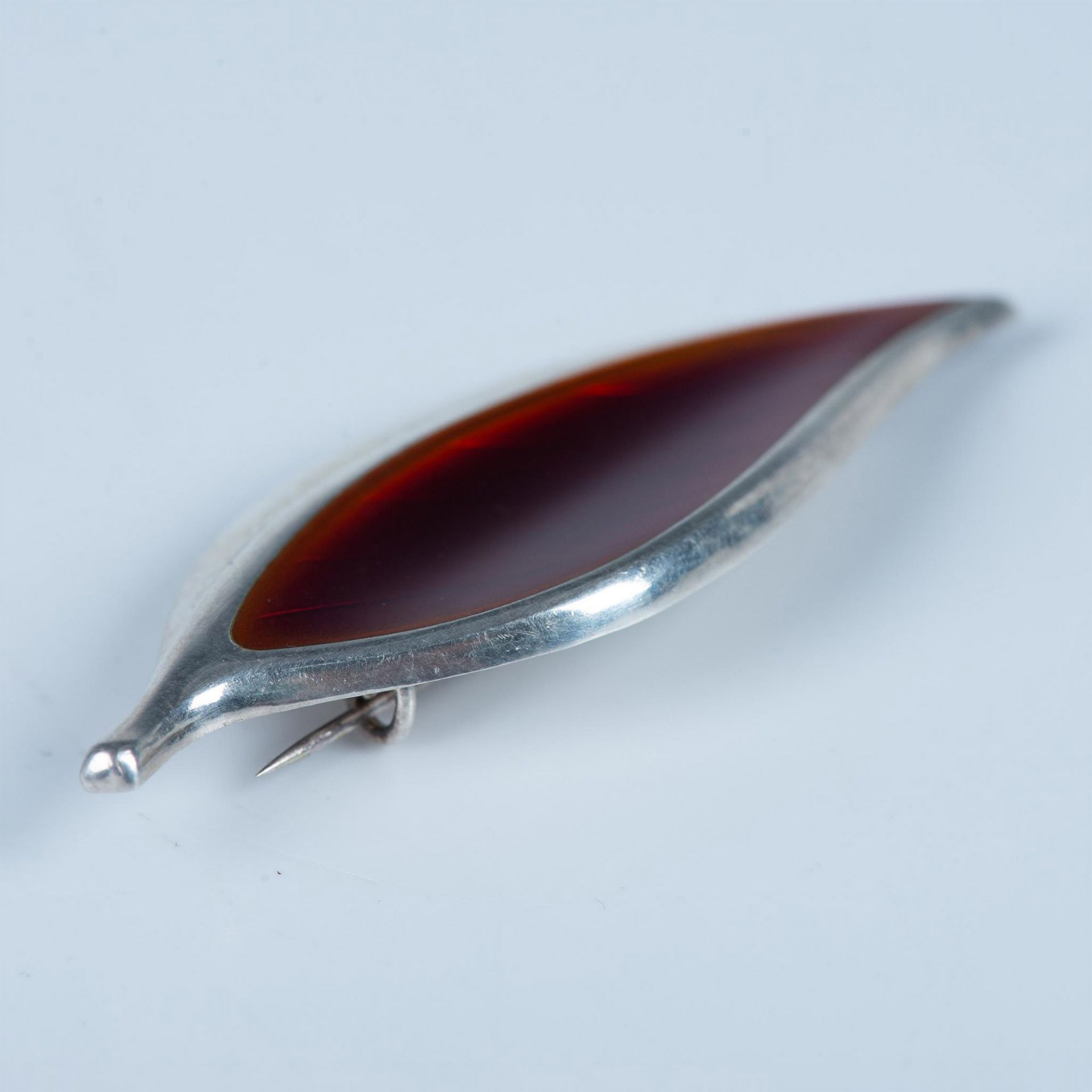 David Andersen Sterling Silver & Enamel Leaf Pin - Bild 5 aus 5