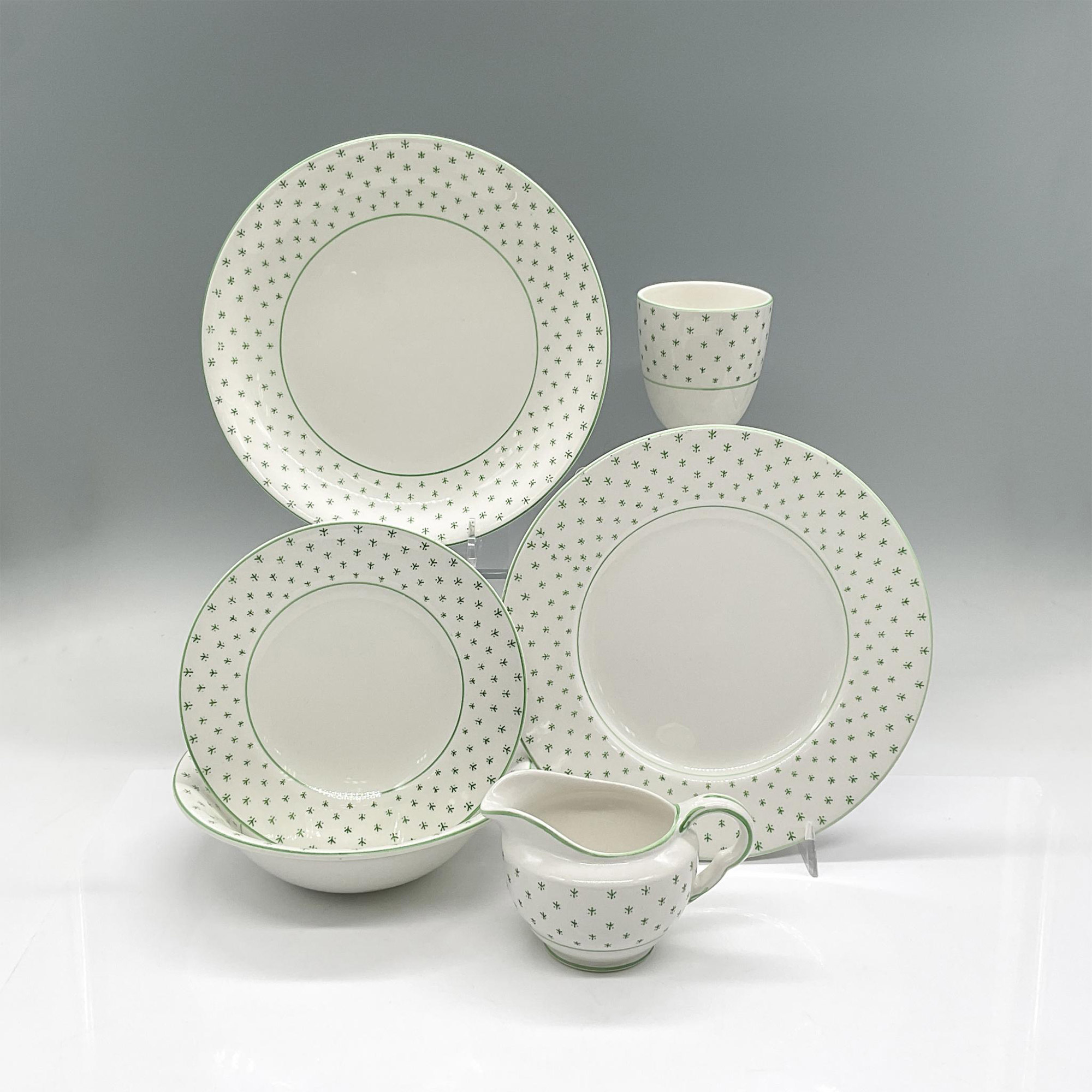 6pc Maddock Breakfast/Lunch Set, Green Pattern