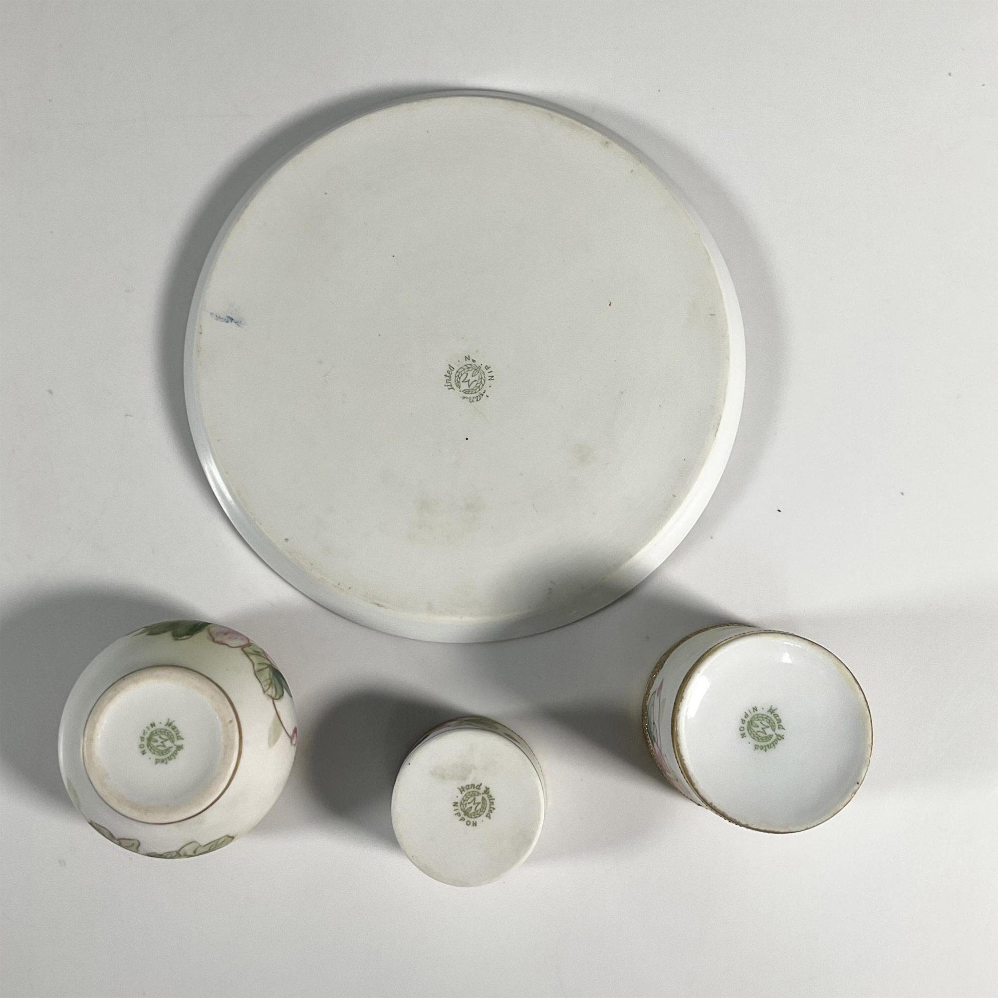 4pc Nippon Porcelain Floral Vanity Set - Image 3 of 4