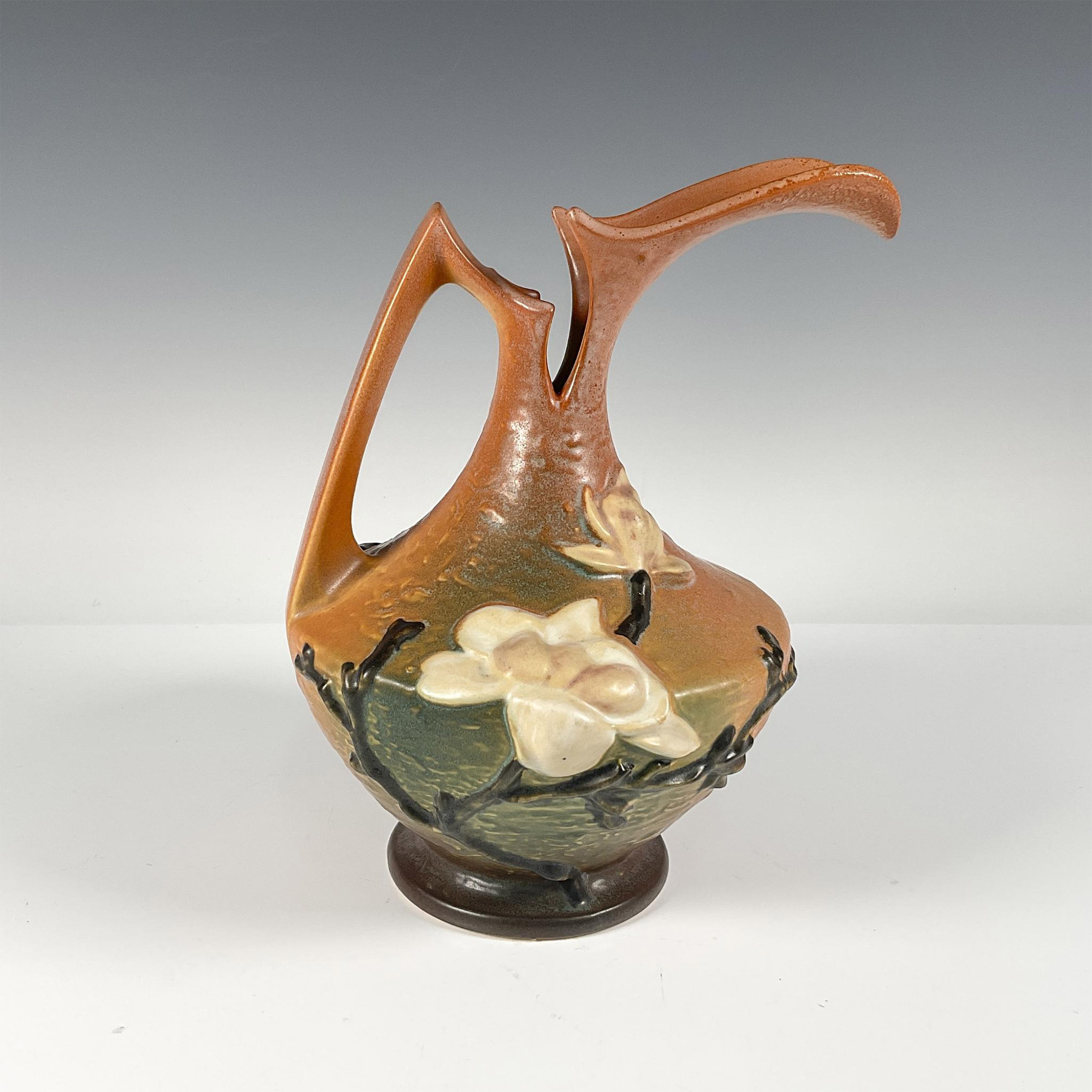 Roseville Pottery, Brown Magnolia Pitcher 14 - Image 2 of 3