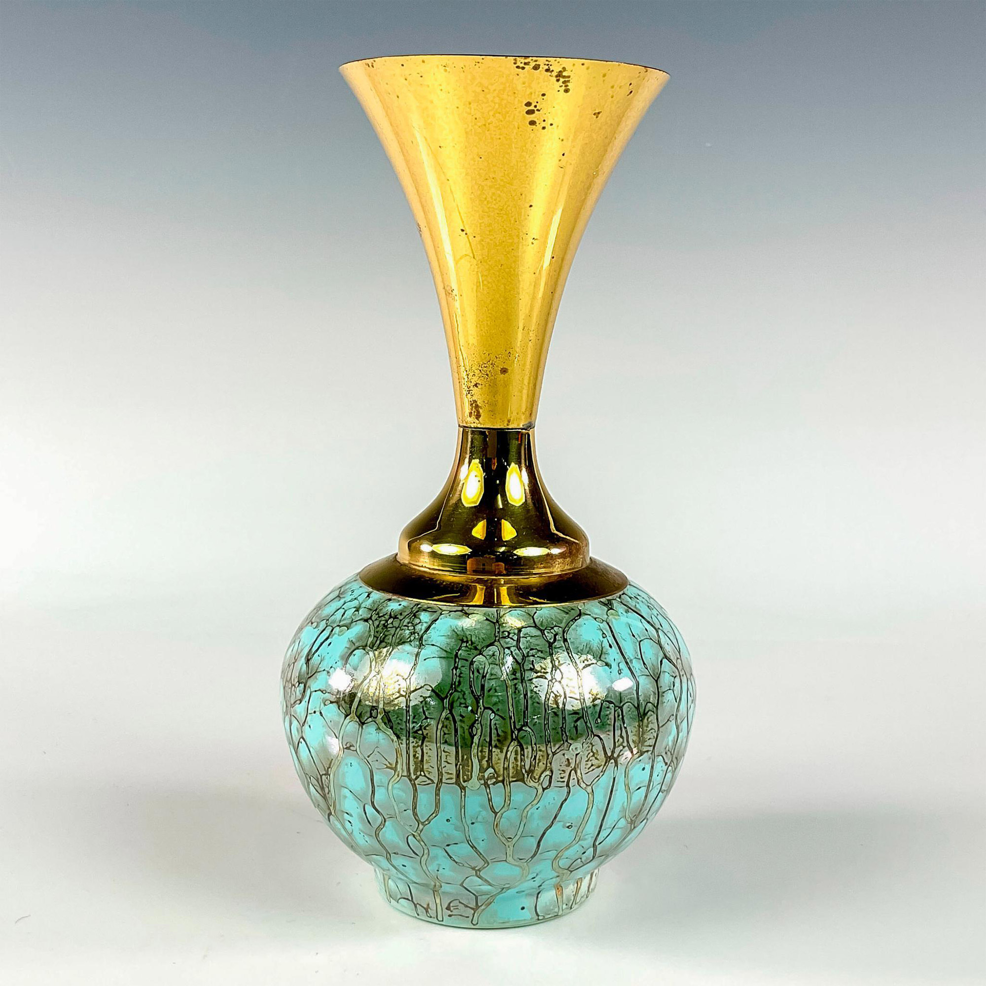 Mid-Century Modern Delft Marbled Glaze Vase - Image 2 of 3