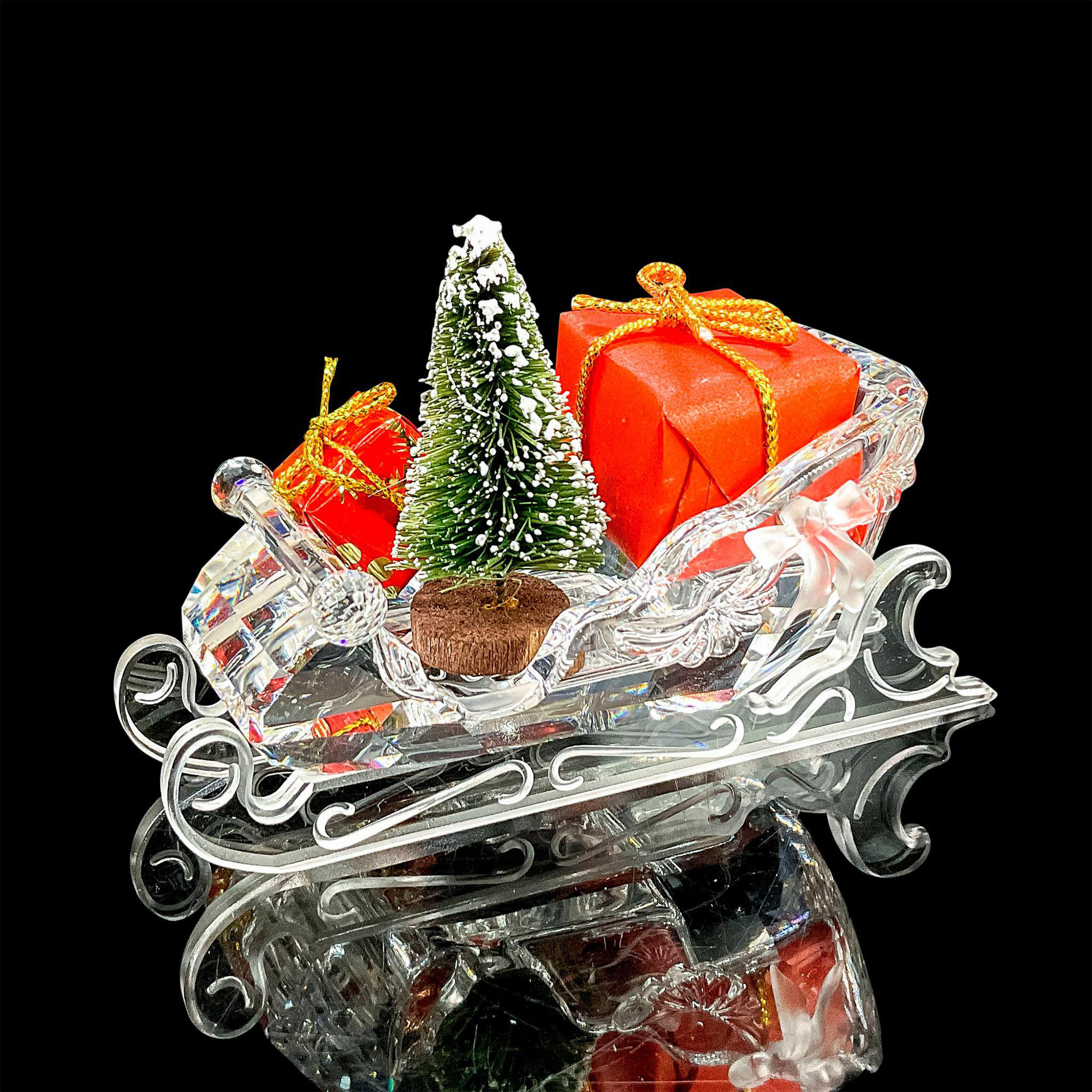 5pc Swarovski Crystal Figure, Christmas Sleigh, Iceberg Base - Image 3 of 12