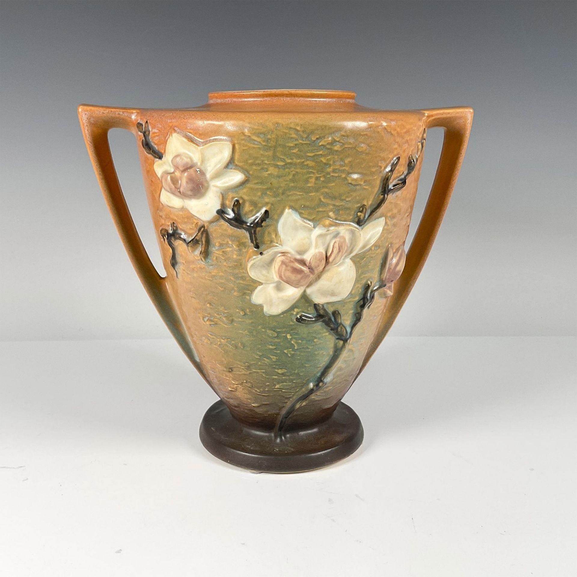 Roseville Pottery, Brown Magnolia Vase 94 - Bild 2 aus 3