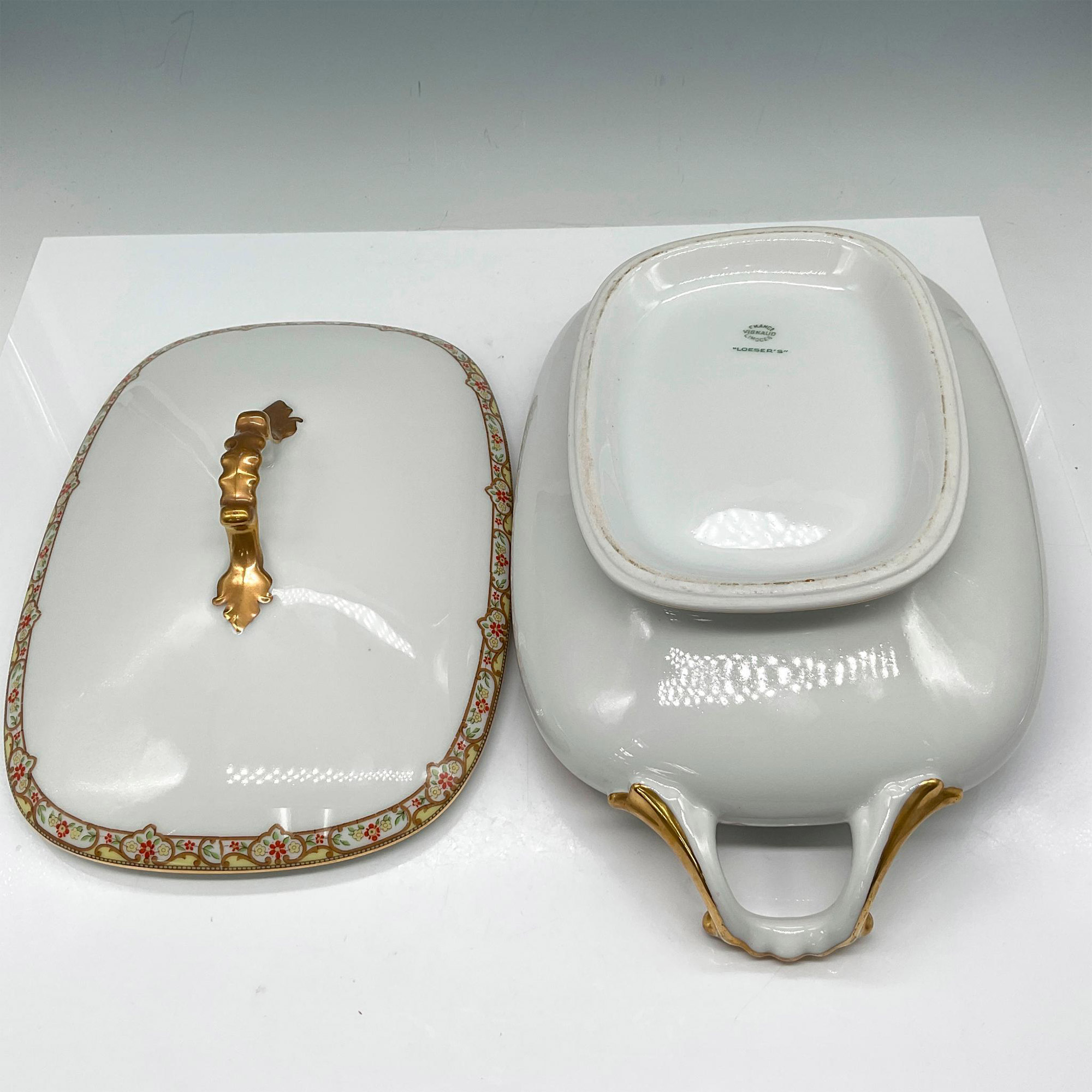 Limoges Vignaud Porcelain Serveware, Oval Covered Dish - Image 3 of 3