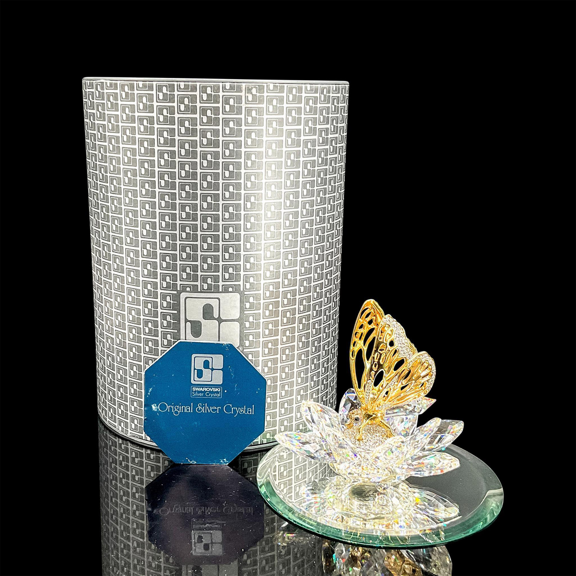 2pc Swarovski Crystal Figurine, Gold Butterfly + Mirror - Image 4 of 4
