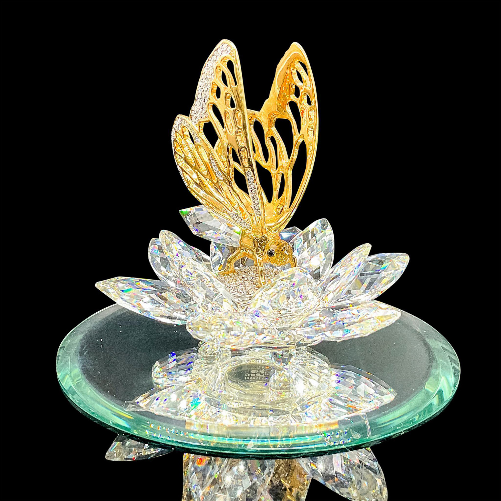 2pc Swarovski Crystal Figurine, Gold Butterfly + Mirror