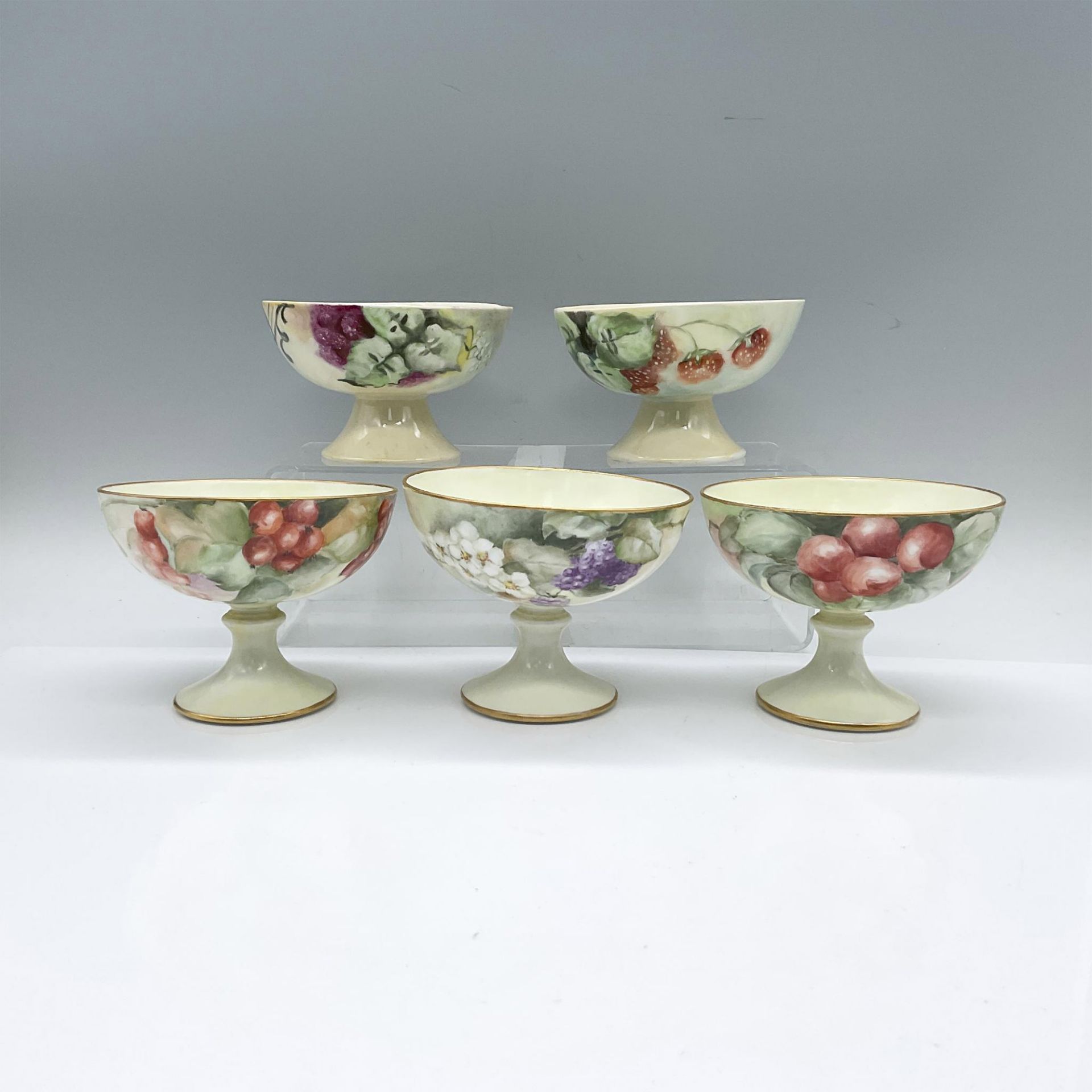 5pc French Style Porcelain Sorbet Footed Bowls