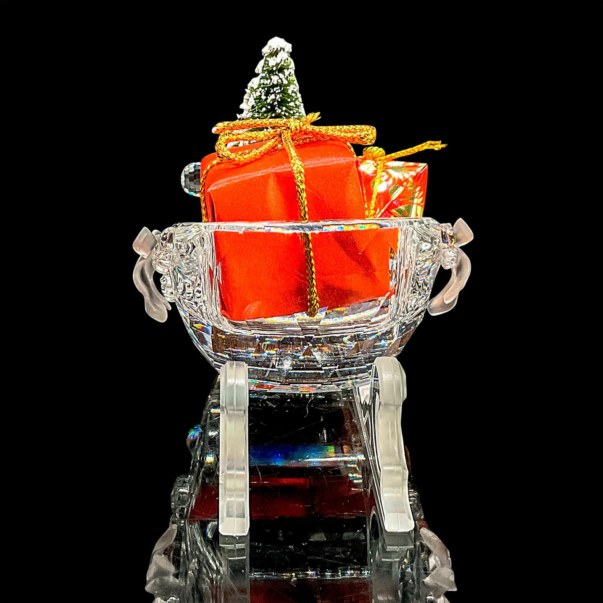 5pc Swarovski Crystal Figure, Christmas Sleigh, Iceberg Base - Image 5 of 12