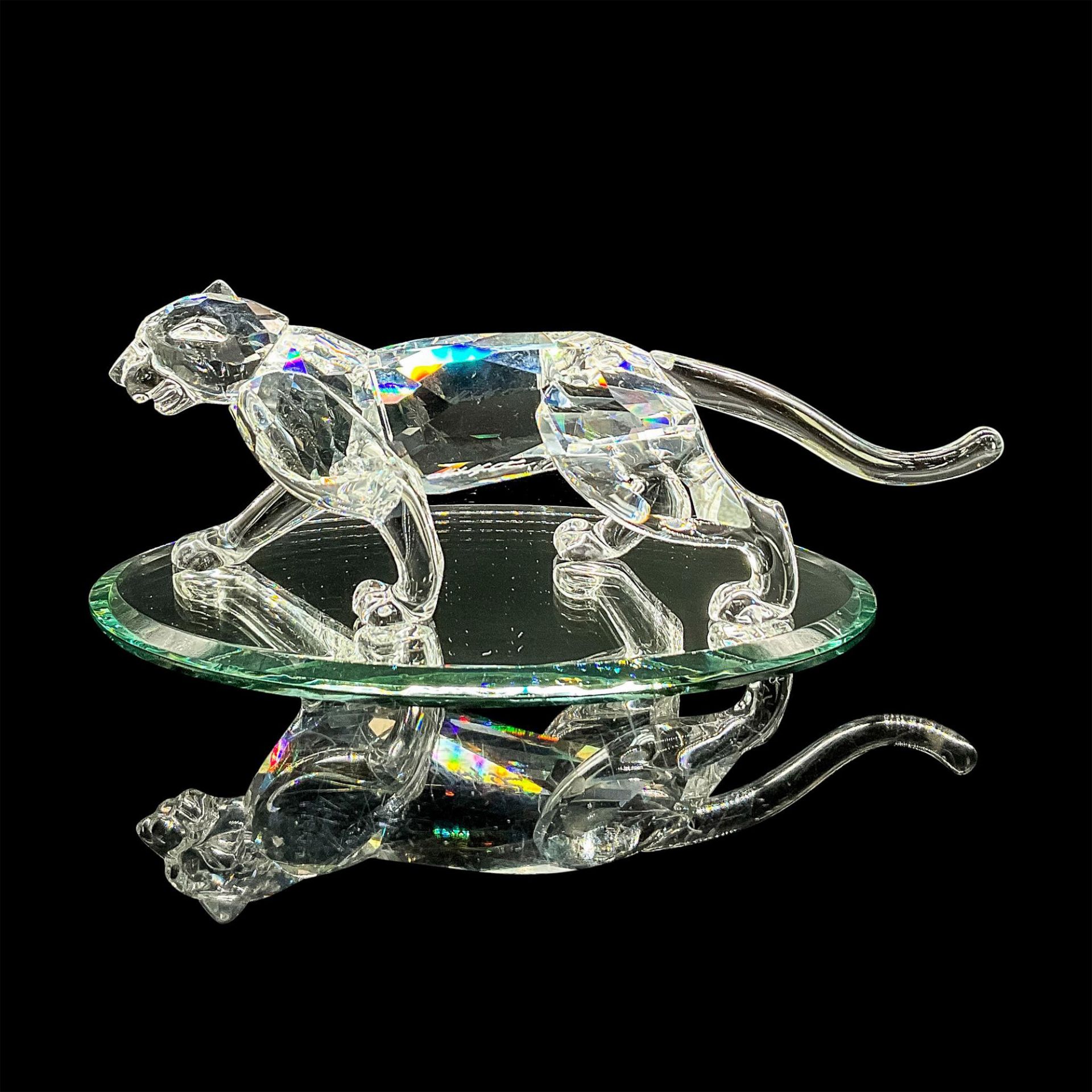 Swarovski Silver Crystal Figurine, Leopard + Base