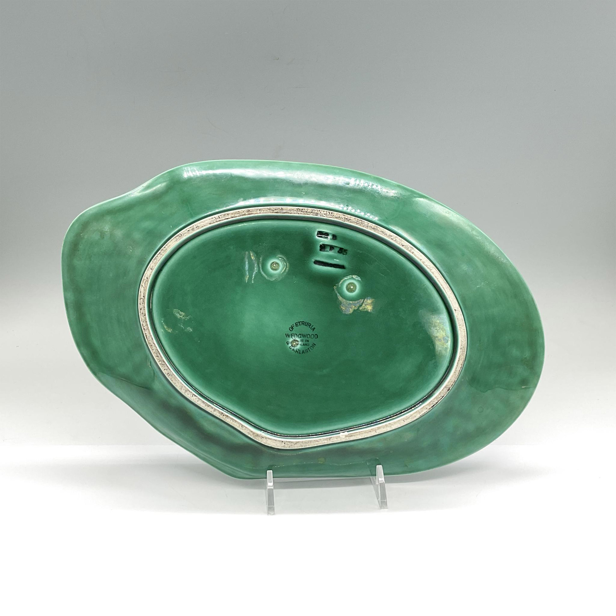 2pc Wedgwood of Etruria Green Glazed Footed Bowl + Plate - Bild 6 aus 6