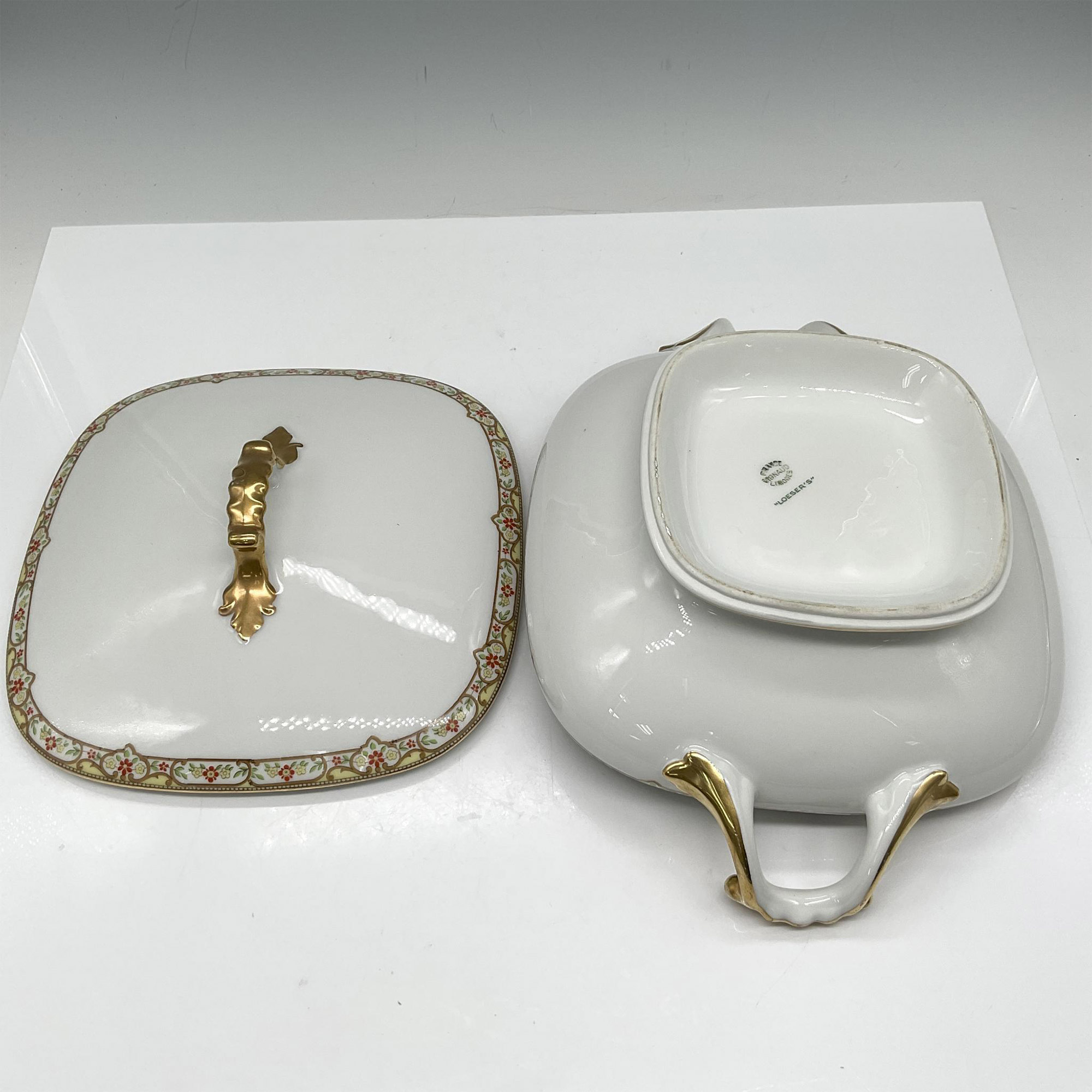 Limoges Vignaud Porcelain Serveware, Square Covered Dish - Image 3 of 3