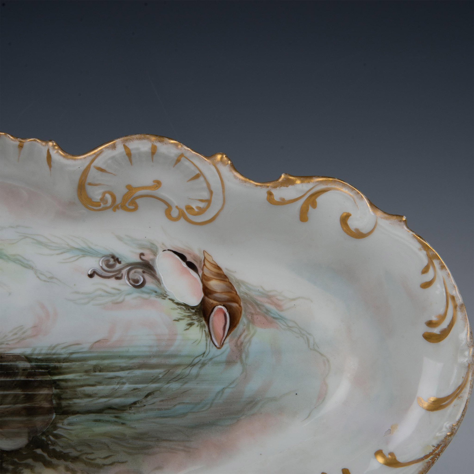 Alfred Lanternier Limoges Porcelain Seafood Tray, Signed - Image 3 of 6