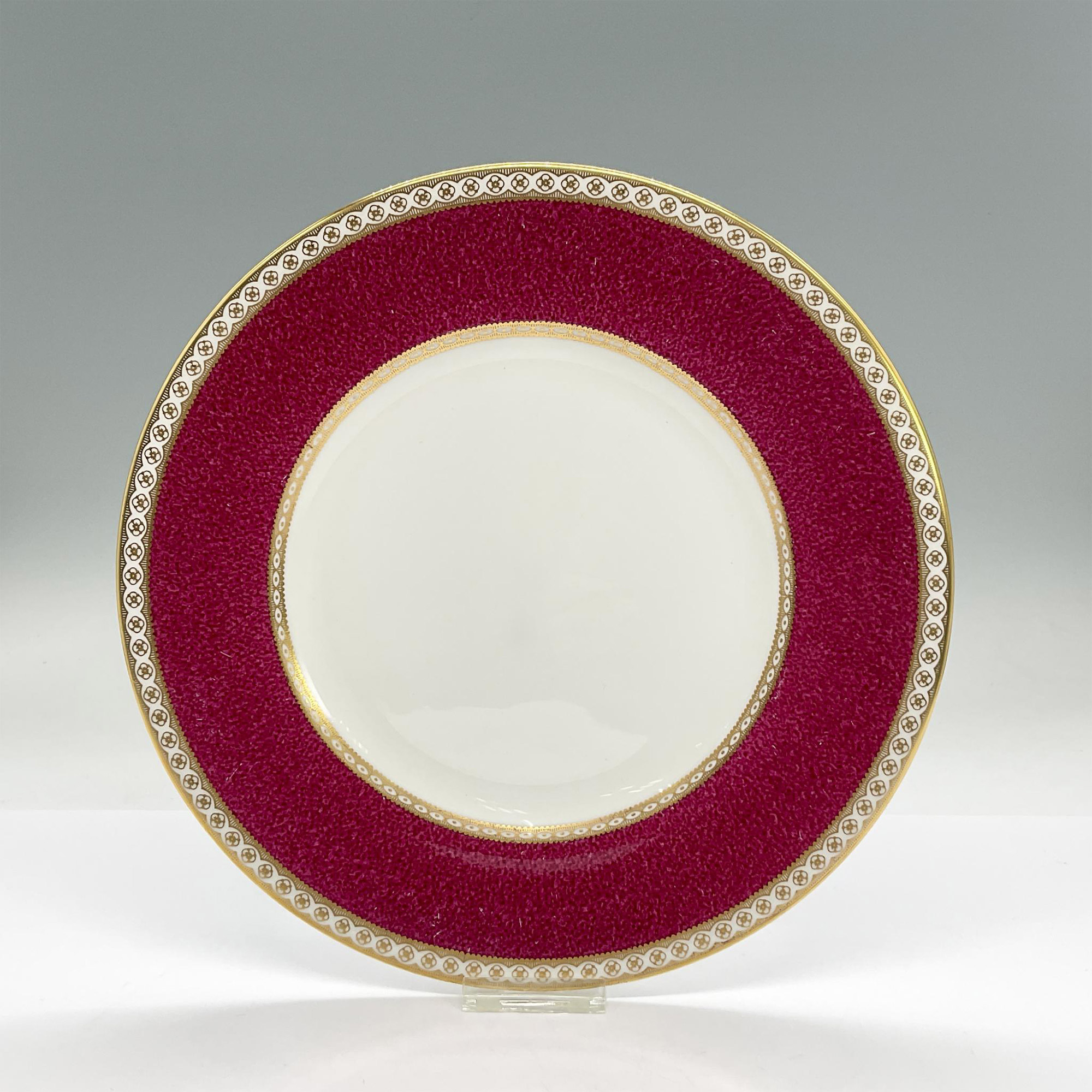 12pc Wedgwood Bone China Salad Plates, Ulander Powder Ruby - Image 2 of 3