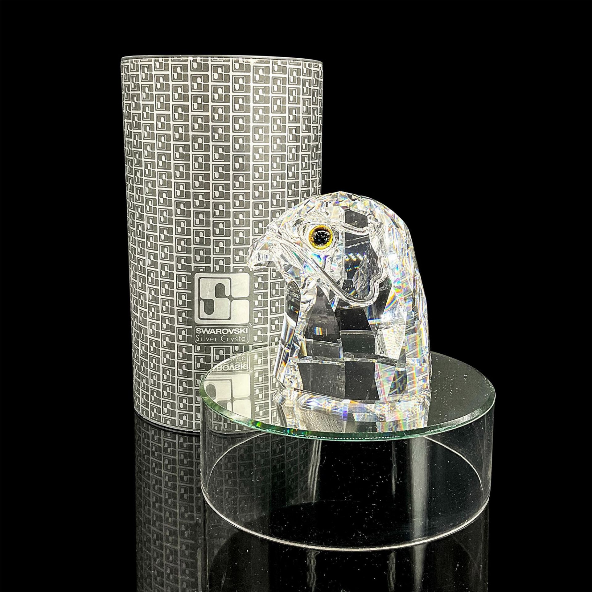 2pc Swarovski Crystal Bust, Falcon Head and Mirror Stand - Image 6 of 6