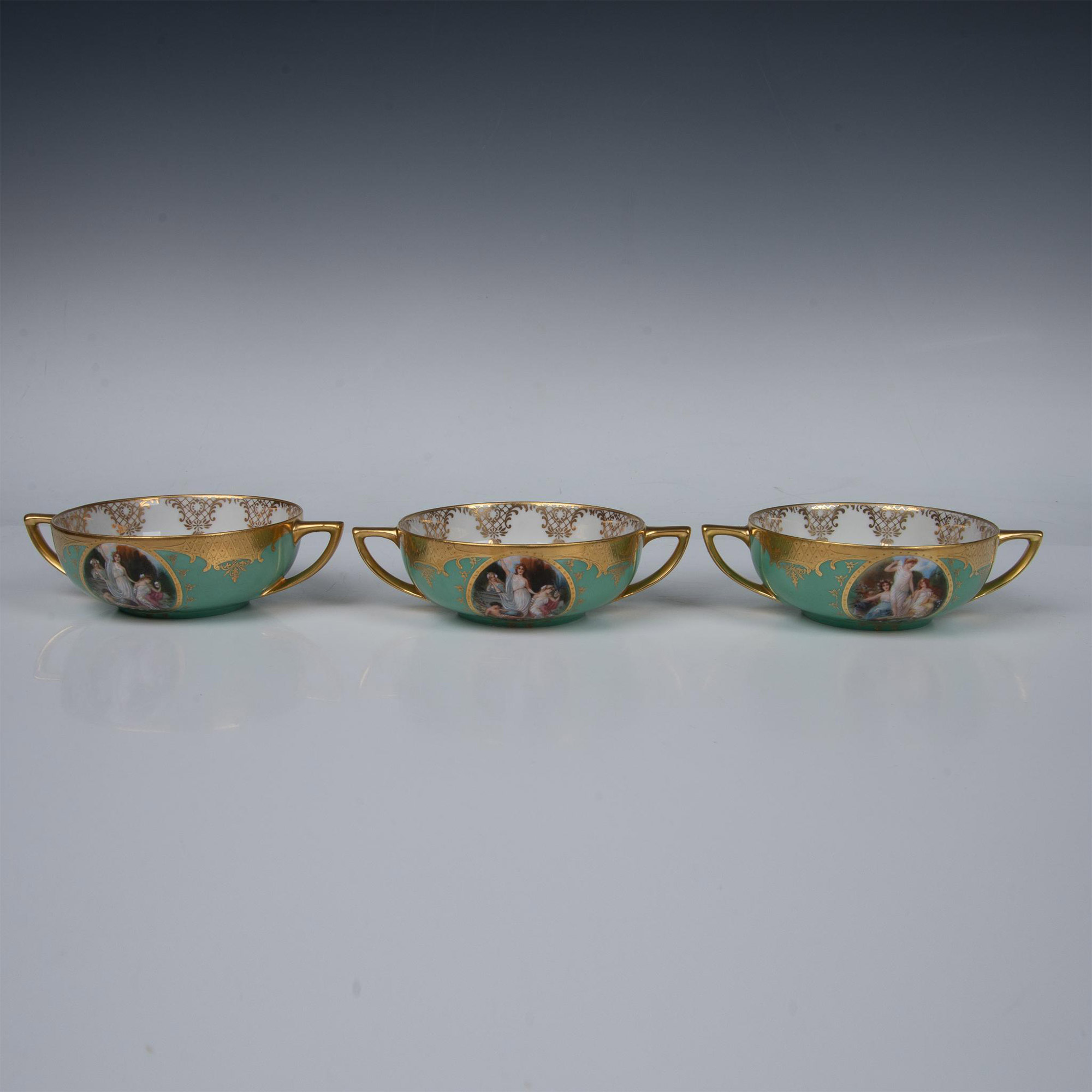 3pc Karlsbad Czechoslovakia Porcelain Soup Bowls - Image 2 of 10