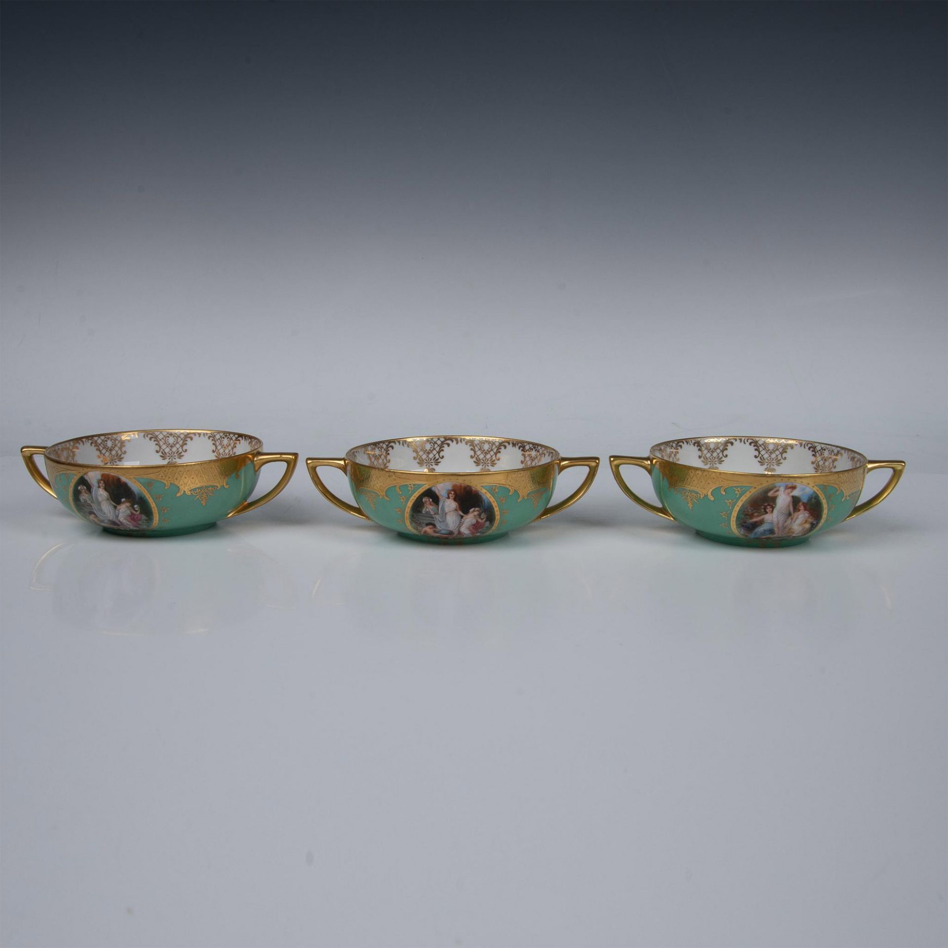 3pc Karlsbad Czechoslovakia Porcelain Soup Bowls - Bild 2 aus 10