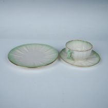 3pc Belleek Porcelain Trio Tea Set, Tridacna Green