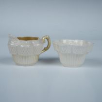 2pc Belleek Porcelain Sugar Bowl and Creamer, Erne