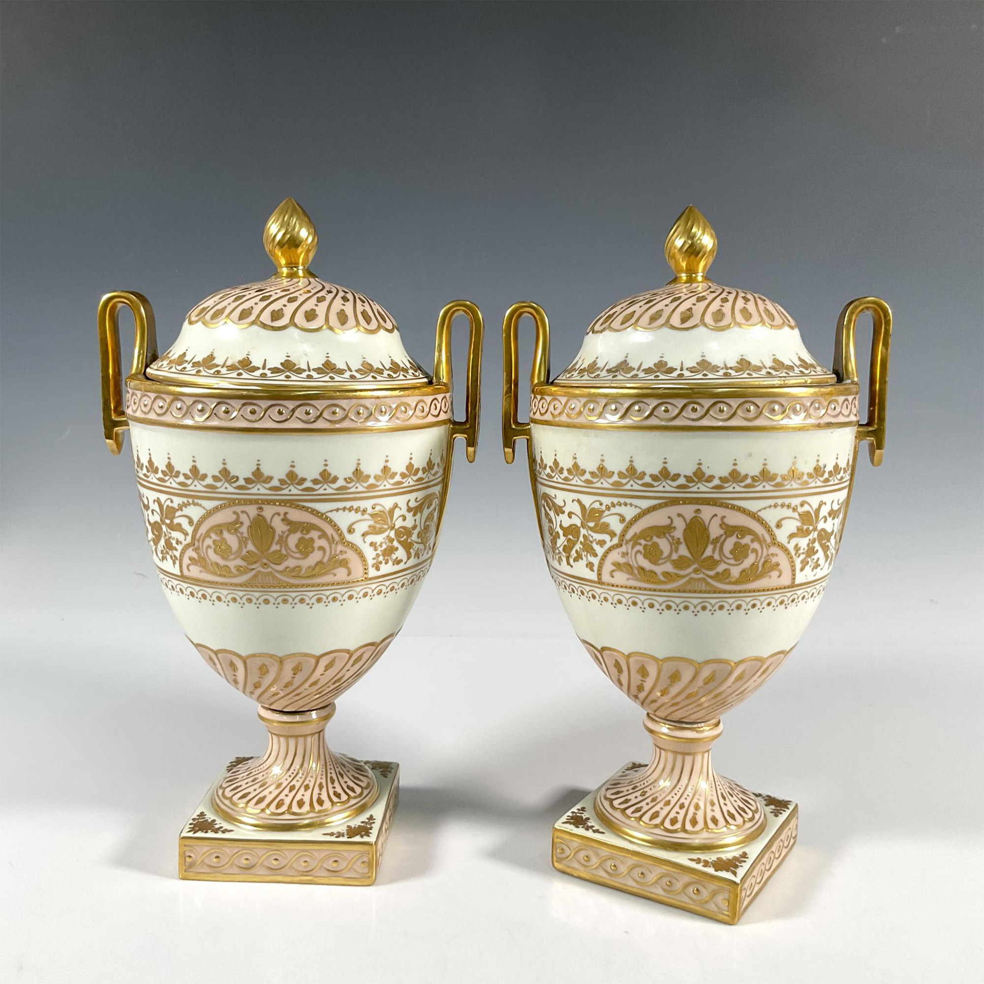 Pair of Dresden Porcelain Vases with Lids - Image 2 of 4