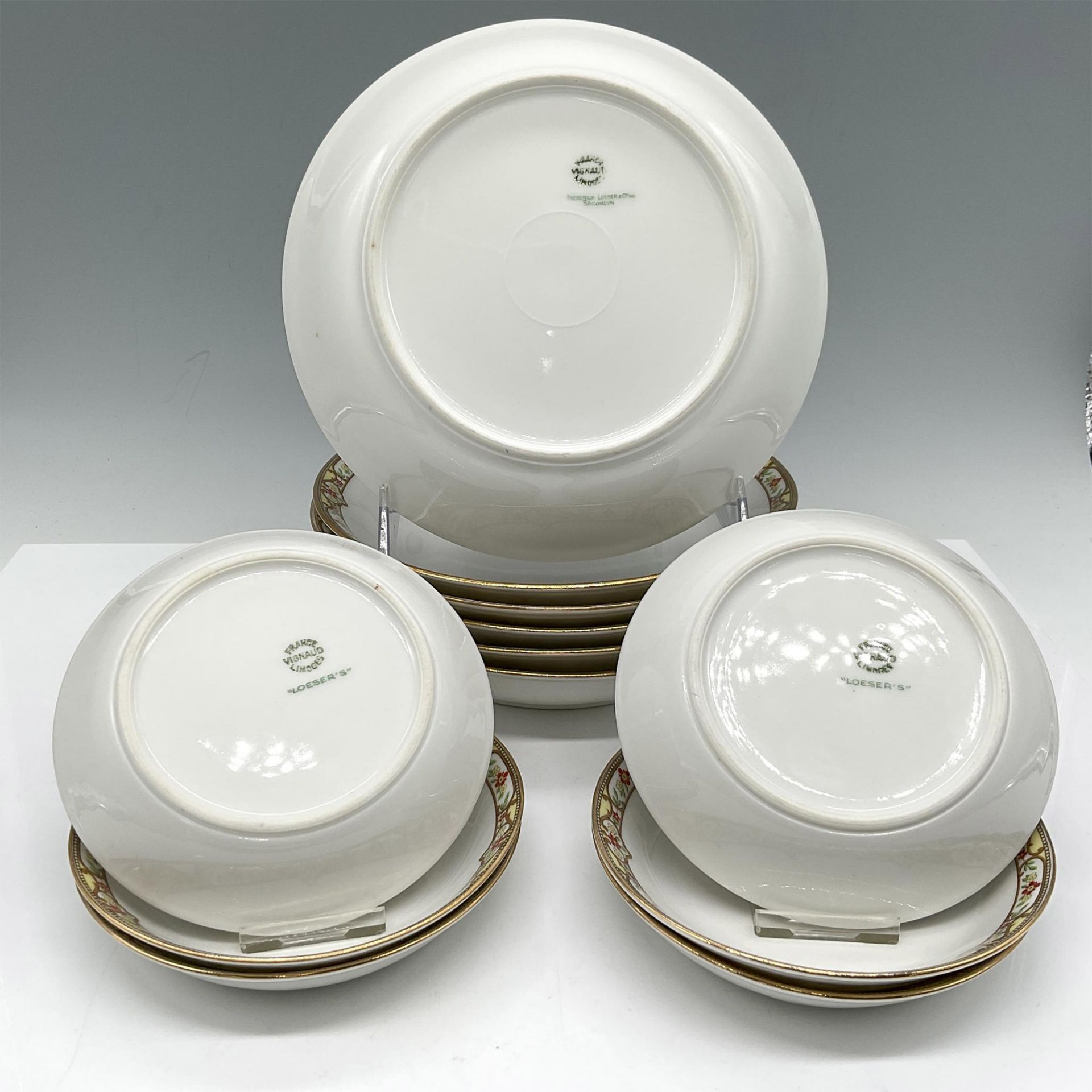 12pc Limoges Vignaud Porcelain Serveware, Bowls - Bild 3 aus 3