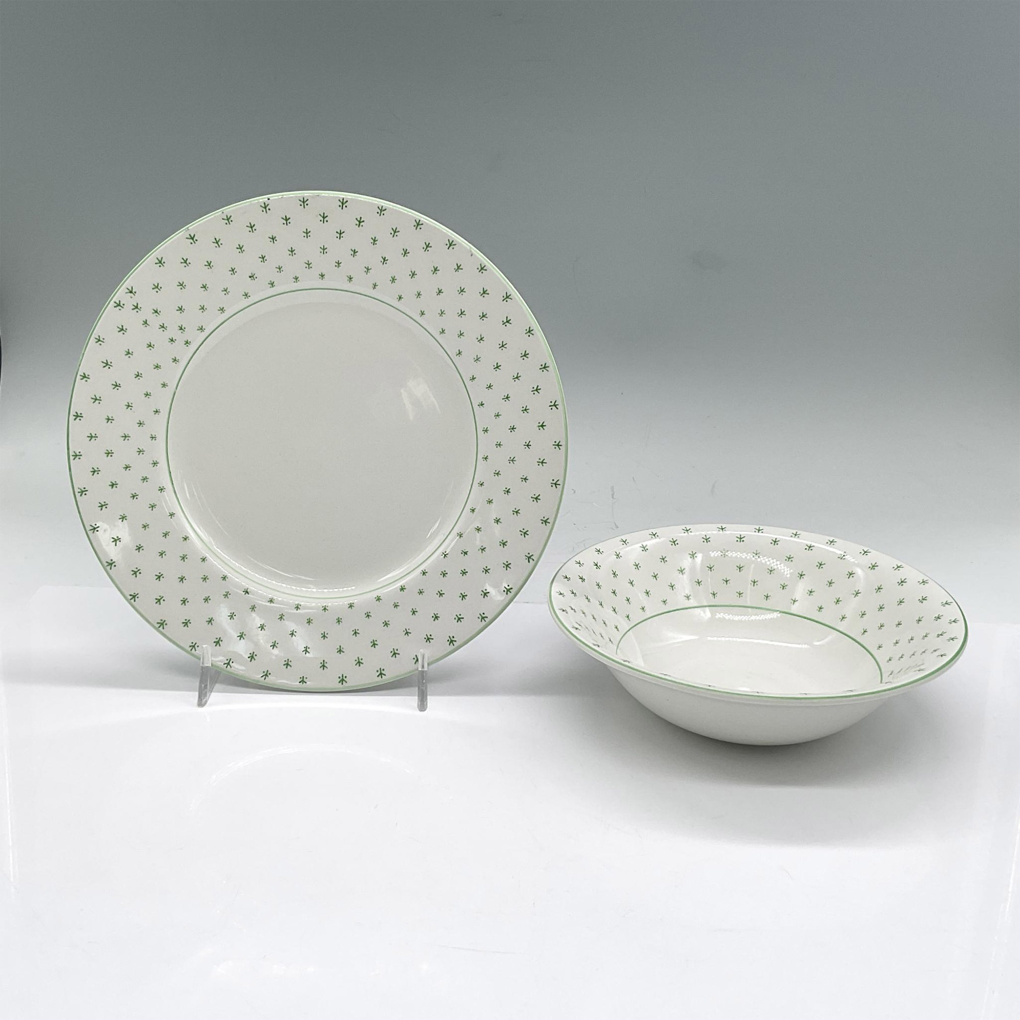 6pc Maddock Breakfast/Lunch Set, Green Pattern - Image 4 of 8