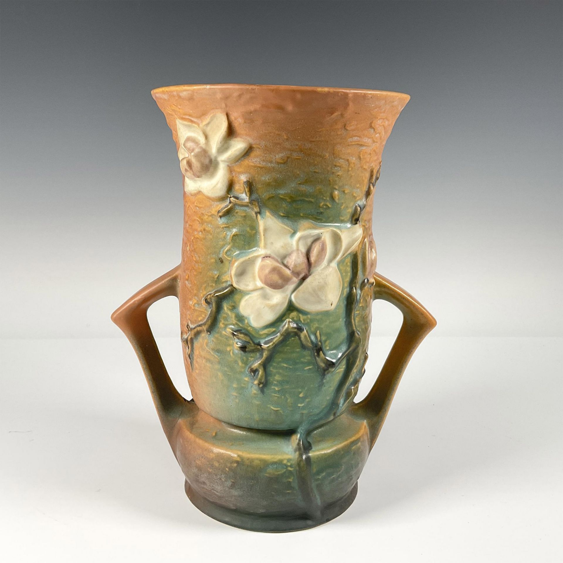 Roseville Pottery, Brown Magnolia Vase 95 - Bild 2 aus 4
