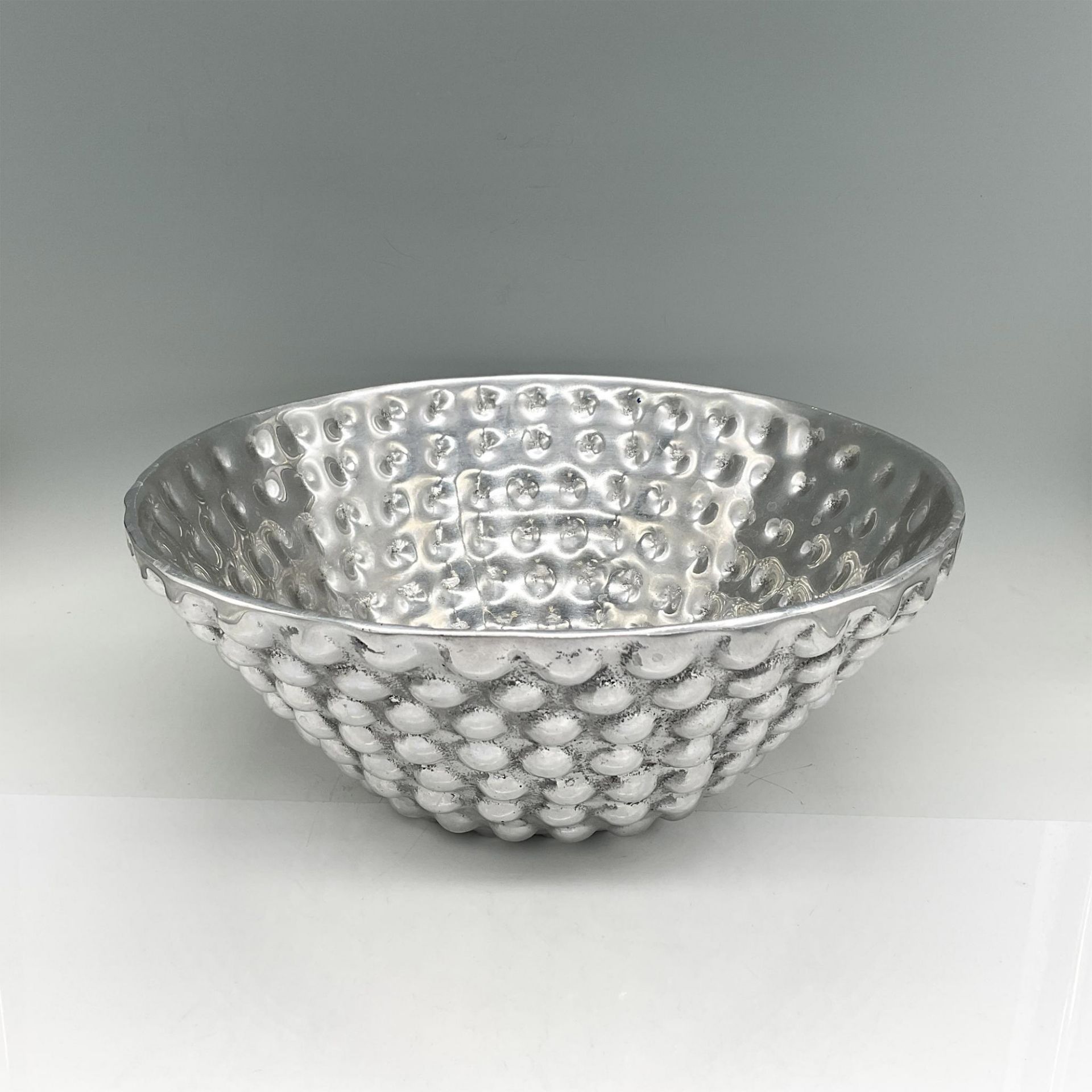 Large Mexican Silver Tone Pewter Hobnail Bowl - Bild 2 aus 3