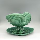 2pc Wedgwood of Etruria Green Glazed Footed Bowl + Plate