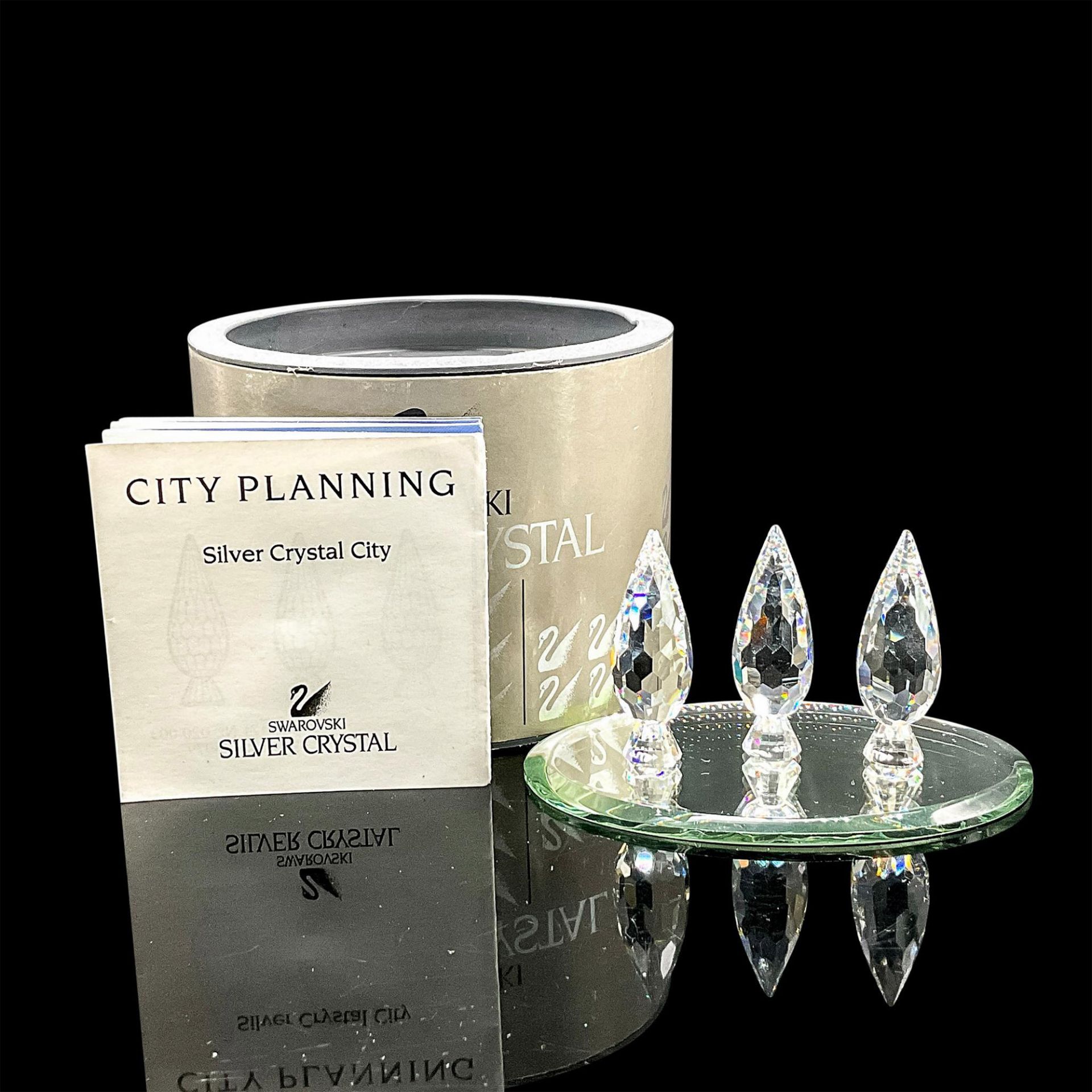 Swarovski Silver Crystal Figurines, Poplar Trees + Base - Image 5 of 5
