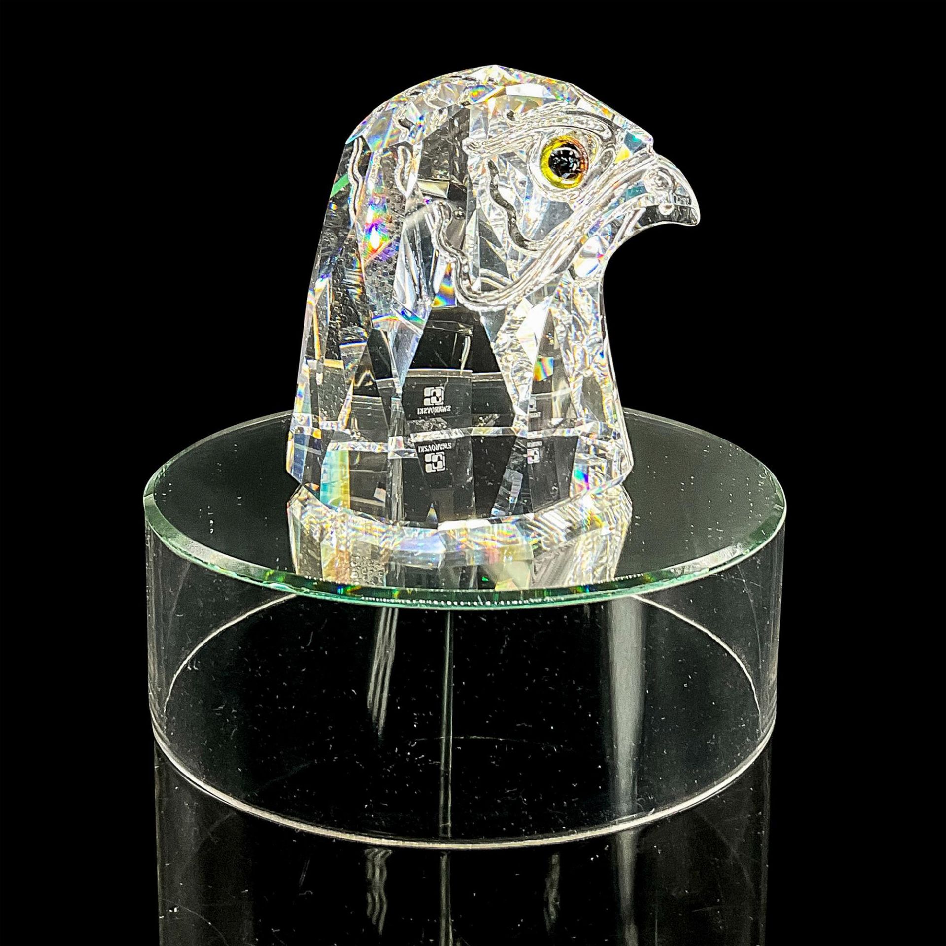 2pc Swarovski Crystal Bust, Falcon Head and Mirror Stand - Image 2 of 6