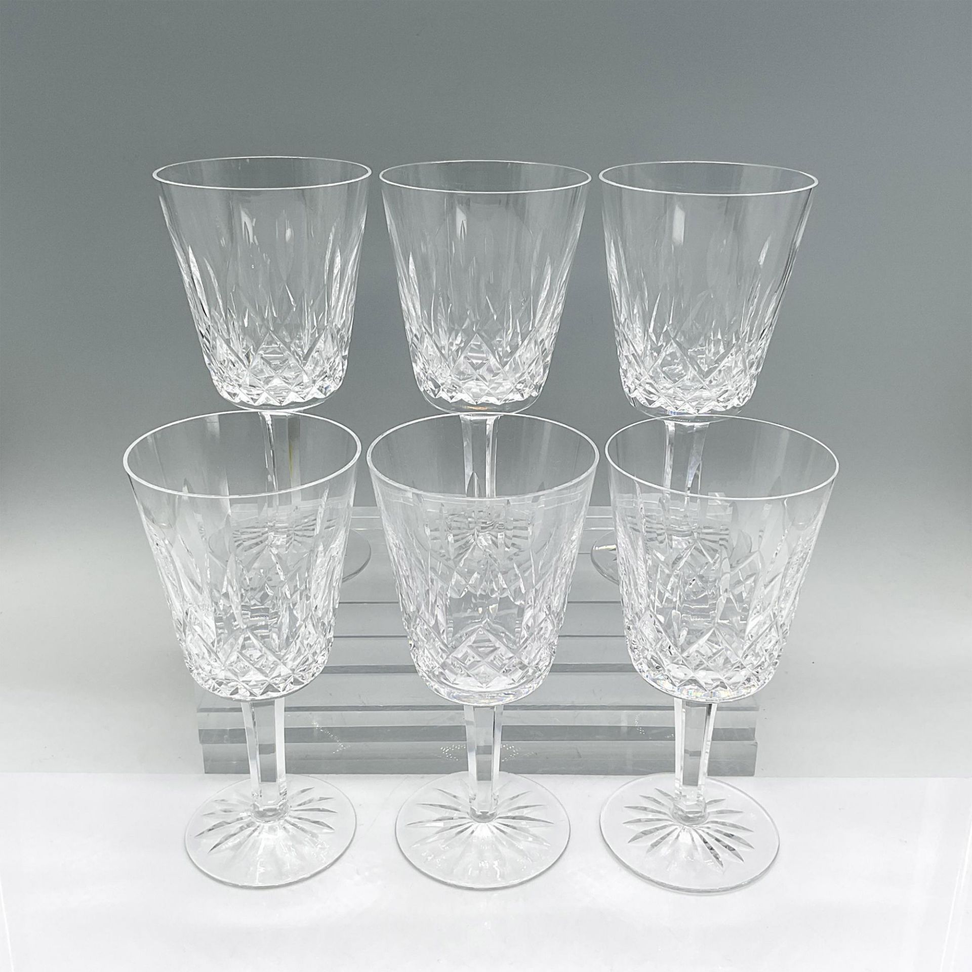 6pc Waterford Crystal Water Goblet Glasses, Lismore - Bild 2 aus 3