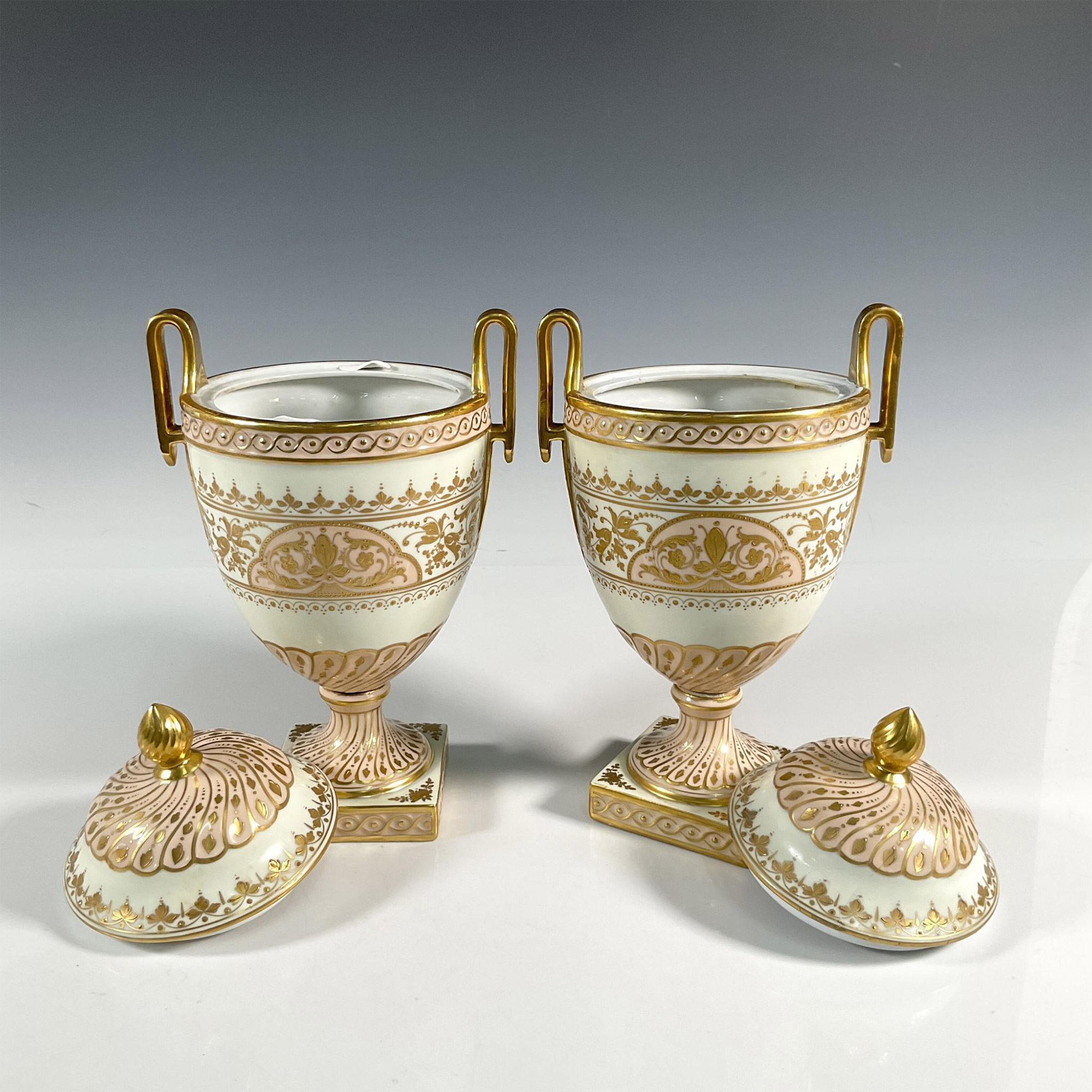 Pair of Dresden Porcelain Vases with Lids - Image 3 of 4